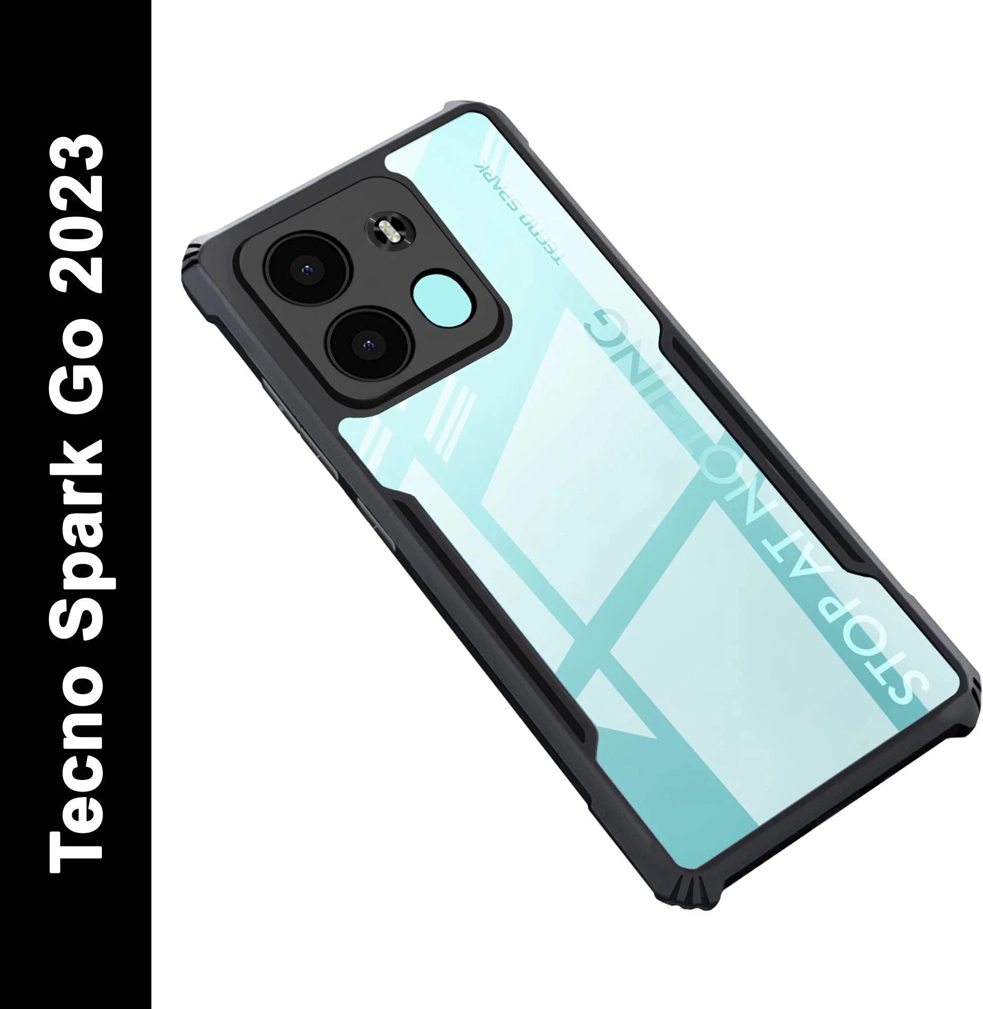 Micvir Back Cover for Tecno Spark Go 2023 (Transparent, Black, Shock Proof, Polycarbonate, Pack of: 1)