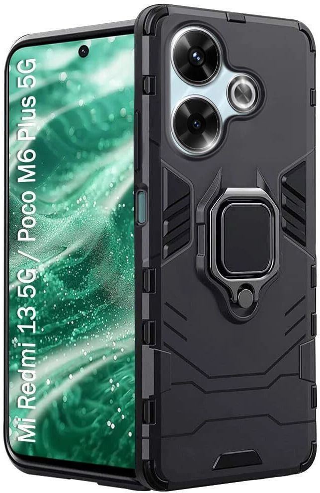 Micvir Back Cover for realme 13 5G, POCO M6 Plus 5G (Transparent, Black, Shock Proof, Pack of: 1)