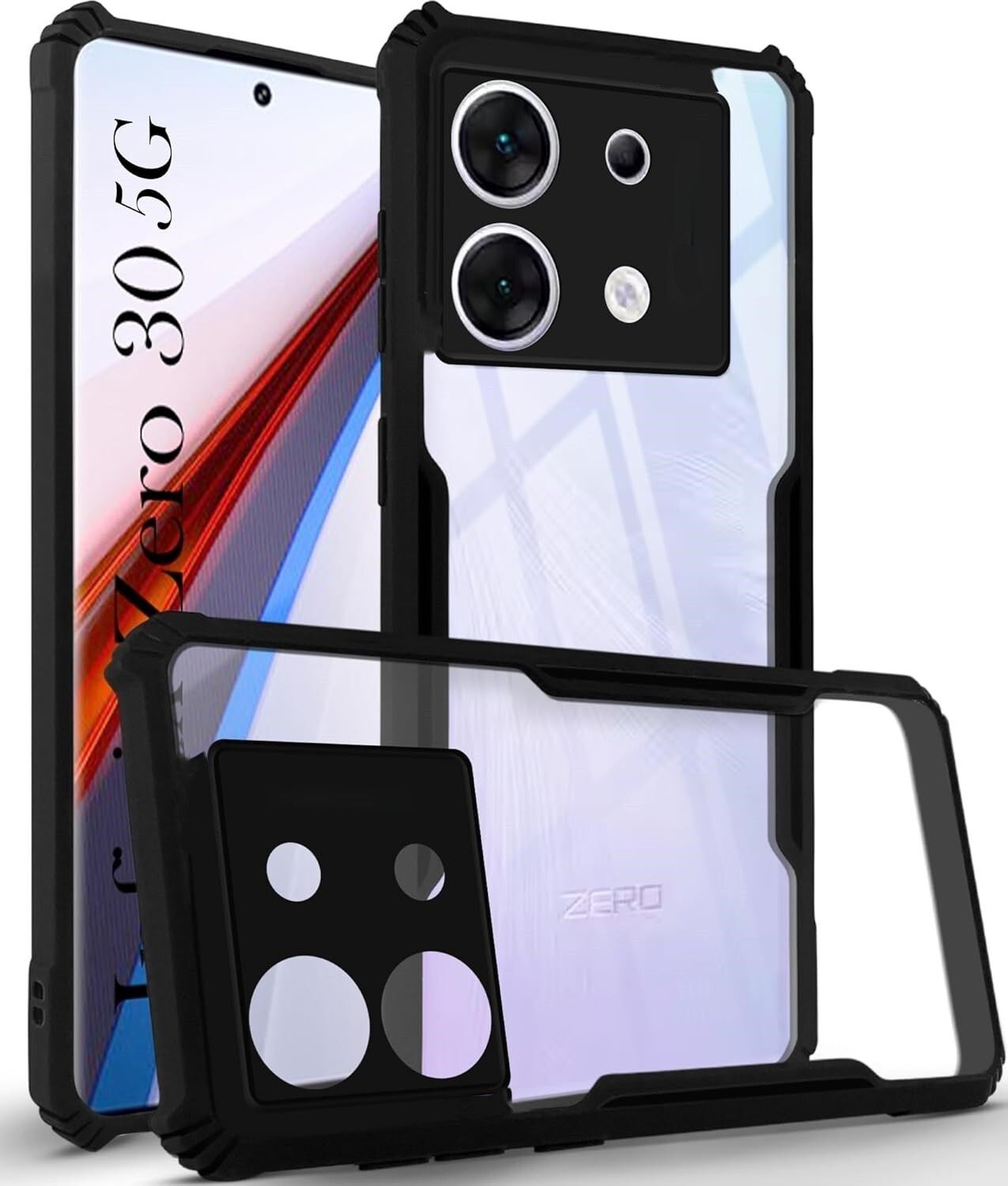 Black Border - Transparent Back iPaky Mobile Back Cover Case