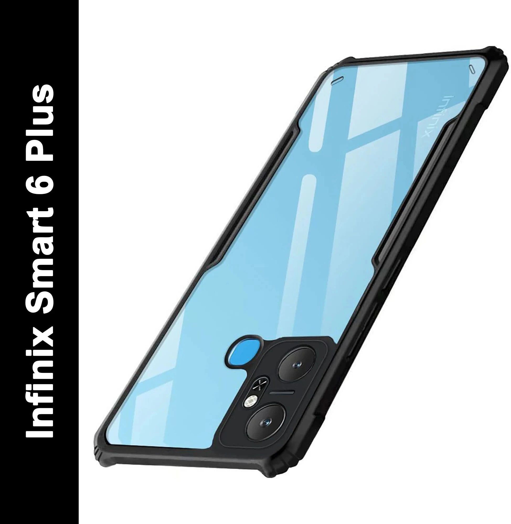 Micvir Back Cover for Infinix Smart 6 Plus (Transparent, Black, Shock Proof, Polycarbonate, Pack of: 1)