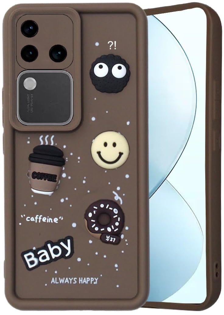 Micvir Back Cover for Vivo V30 5G (Brown, Silicon, Pack of: 1)