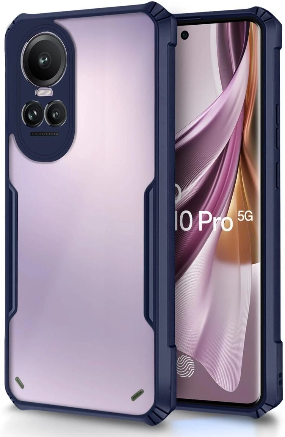 Micvir Back Cover for OPPO Reno 10 5G (Transparent, Blue, Shock Proof, Polycarbonate, Pack of: 1)