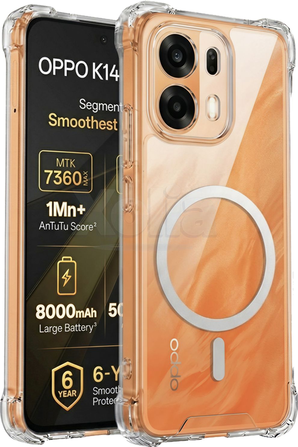 Xolia Back Cover for Oppo K14 Plus 5G (Transparent, Shock Proof, Polycarbonate, Silicon, Pack of: 1)