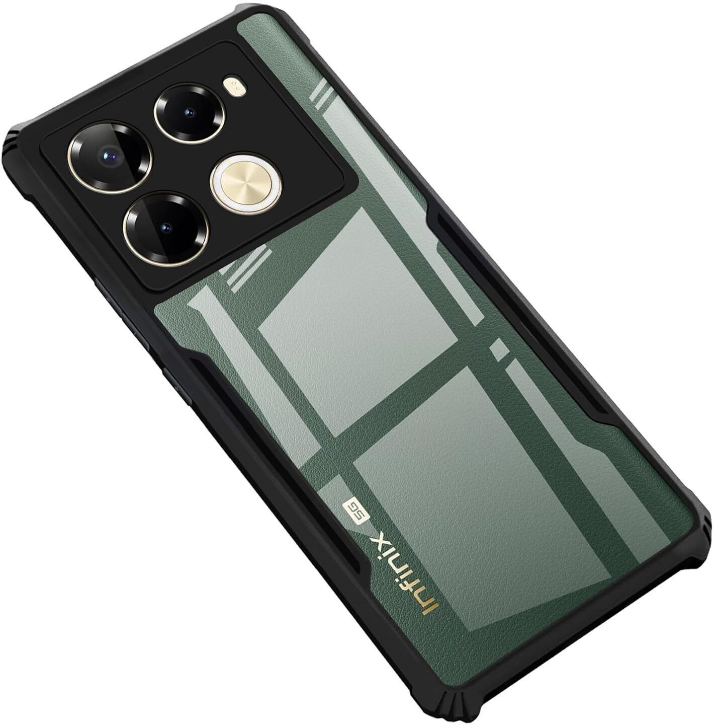 Micvir Back Cover for Infinix Note 40 Pro Plus (Transparent, Black, Shock Proof, Polycarbonate, Pack of: 1)