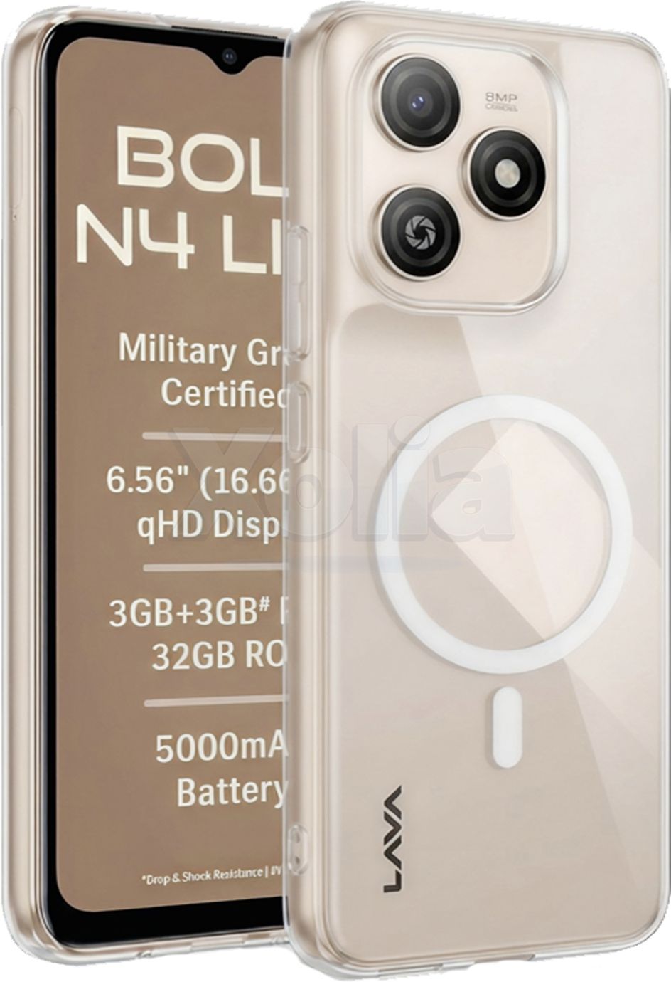 Xolia Back Cover for Lava Bold N4 Lite (Transparent, Shock Proof, Polycarbonate, Pack of: 1)