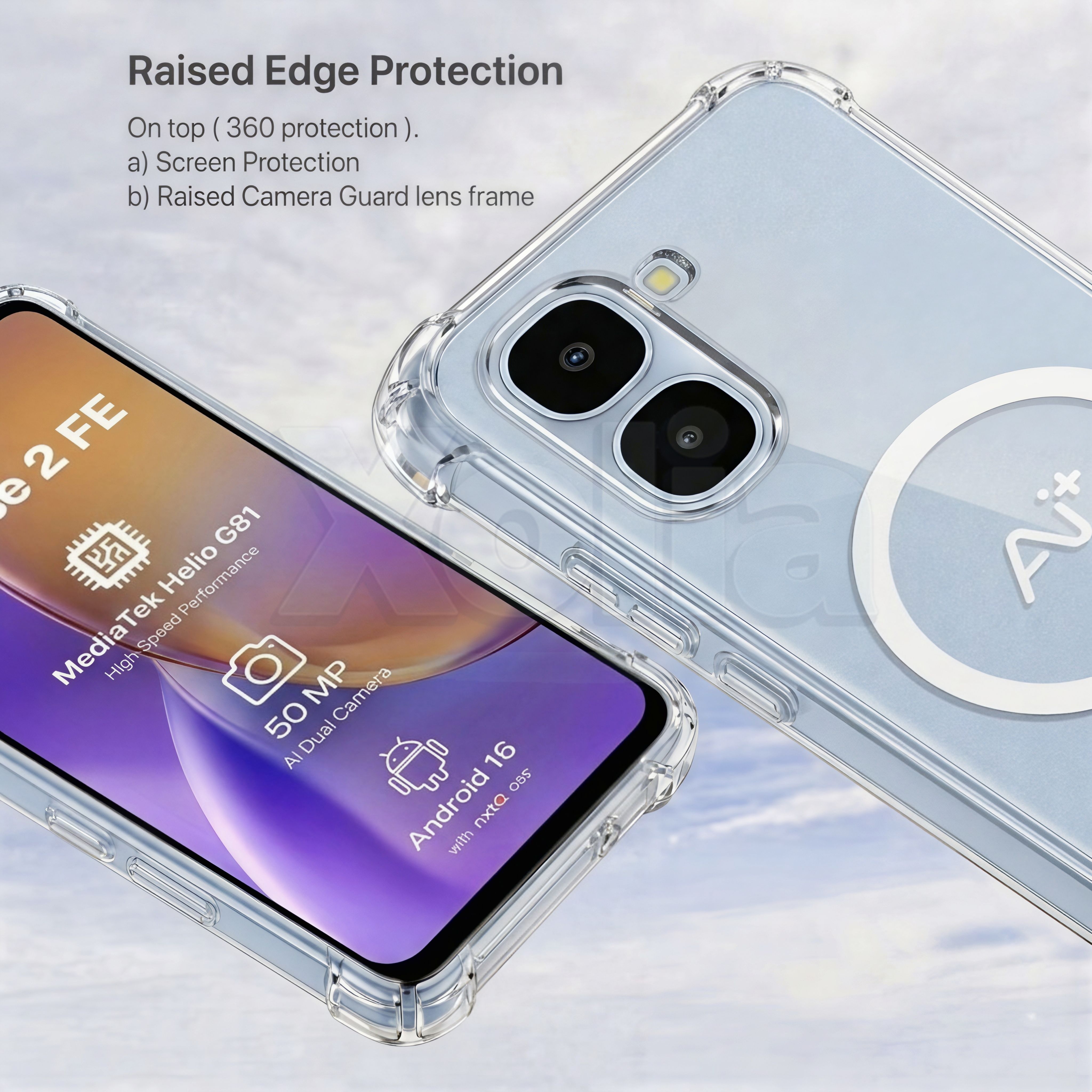 Xolia Back Cover for Ai+ Pulse 2 FE (Transparent, Shock Proof, Polycarbonate, Silicon, Pack of: 1) — image 2 of 4
