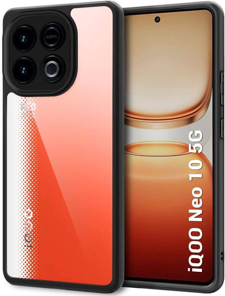 Micvir Back Cover for IQOO Neo 10 5G (Transparent, Black, Shock Proof, Plastic, Silicon, Pack of: 1)