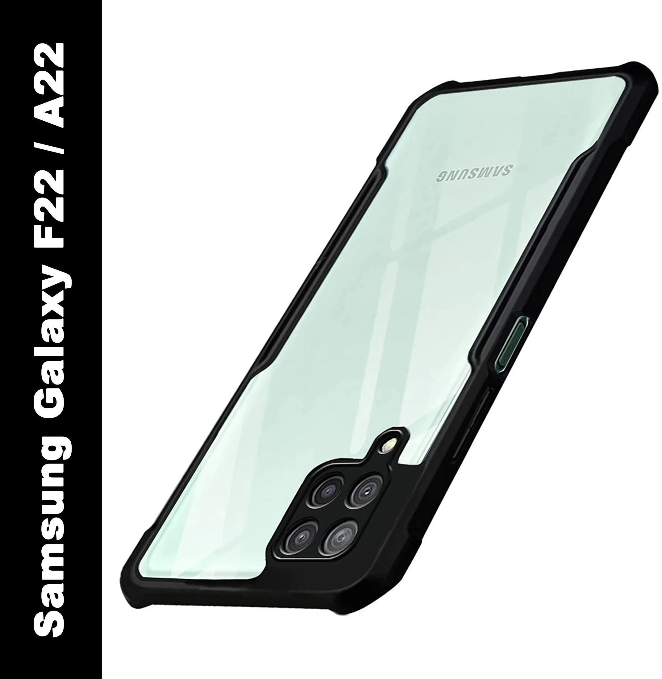 Micvir Back Cover for Samsung Galaxy F22 (Transparent, Black, Shock Proof, Polycarbonate, Pack of: 1)