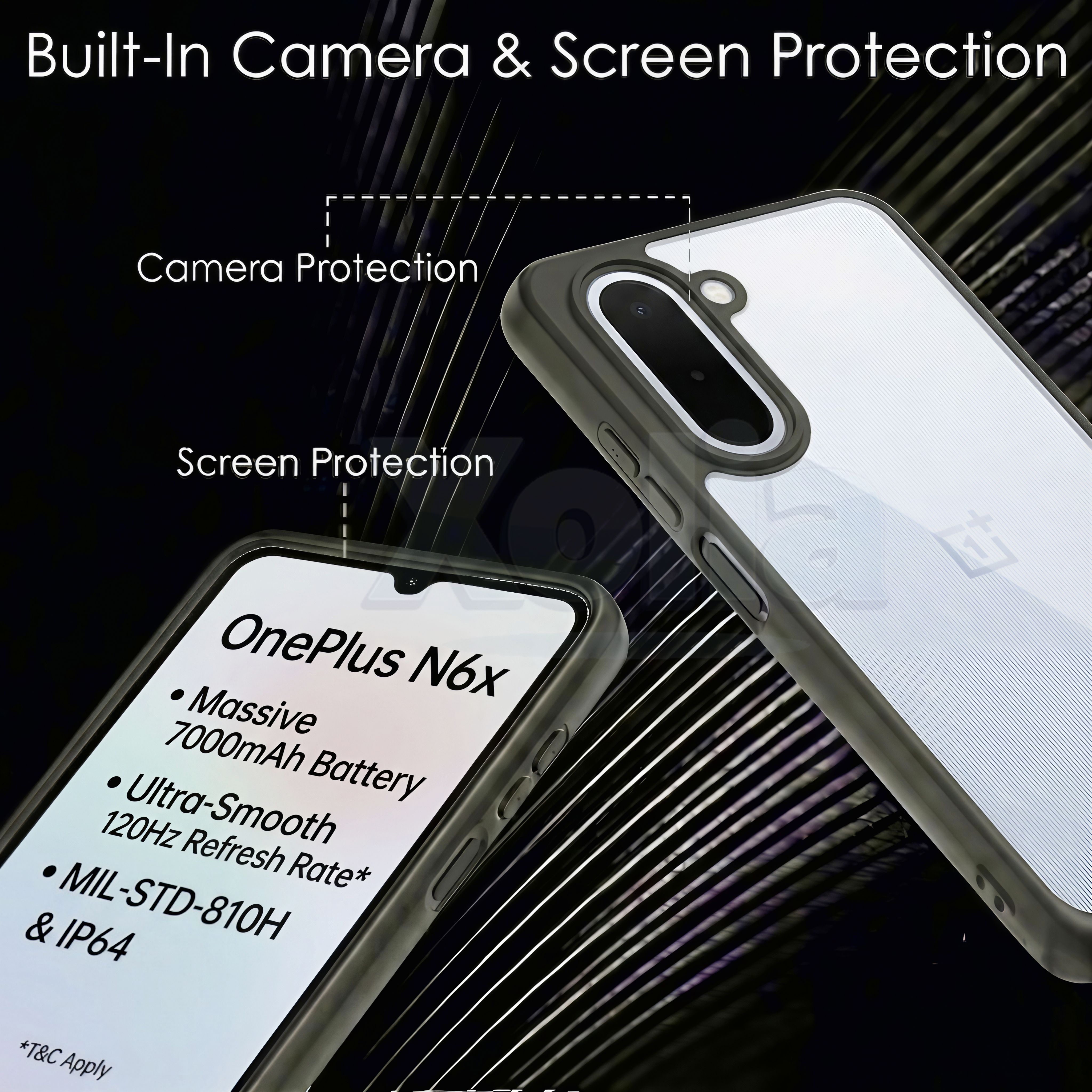 Xolia Back Cover for OnePlus N6X 5G (Transparent, Black, Shock Proof, Plastic, Silicon, Pack of: 1) — image 4 of 5