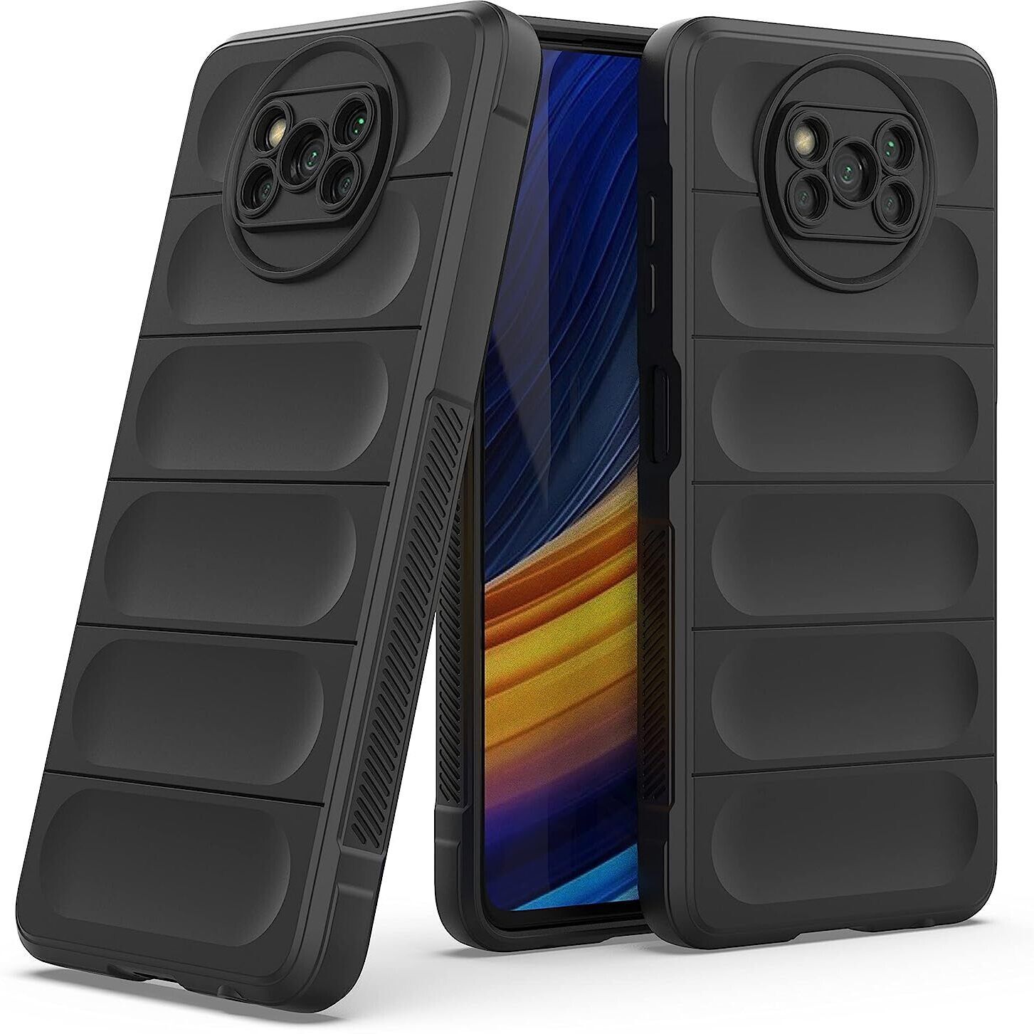 Micvir Back Cover for Poco X3 (Black, 3D Case, Silicon, Pack of: 1)