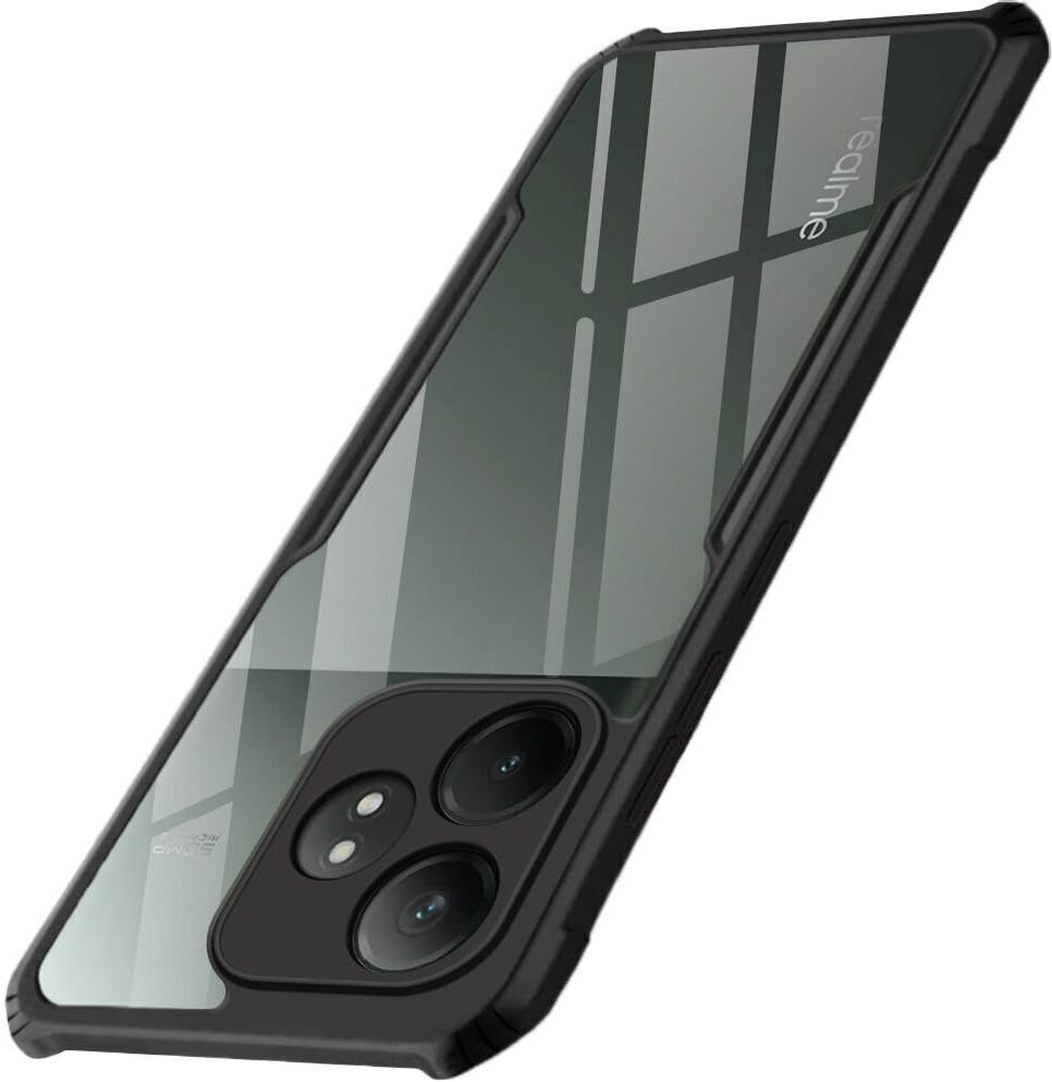 Micvir Back Cover for Realme GT 6T 5G (Transparent, Black, Shock Proof, Polycarbonate, Pack of: 1)