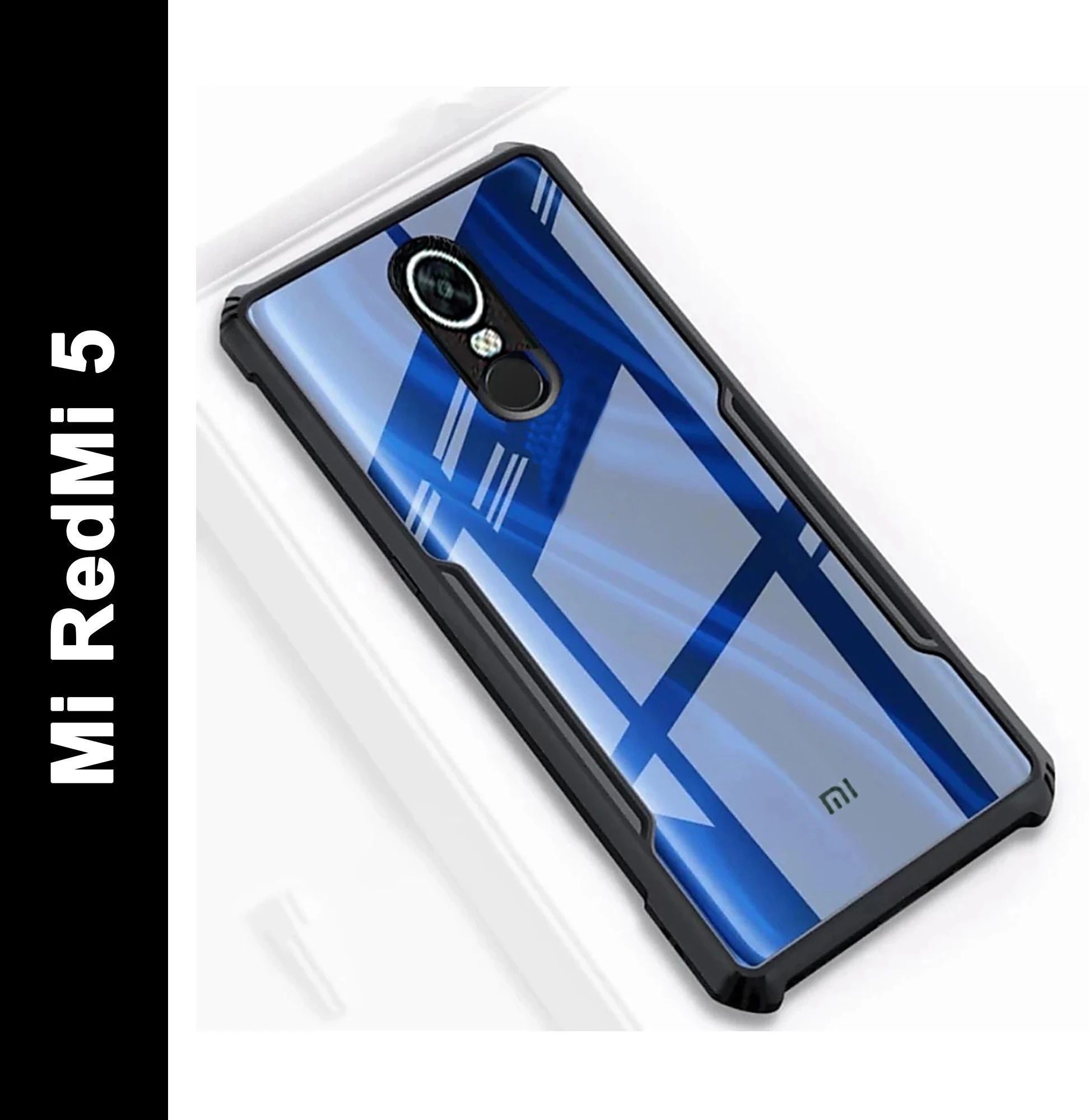 Micvir Back Cover for Mi Redmi 5 (Transparent, Black, Shock Proof, Polycarbonate, Pack of: 1)