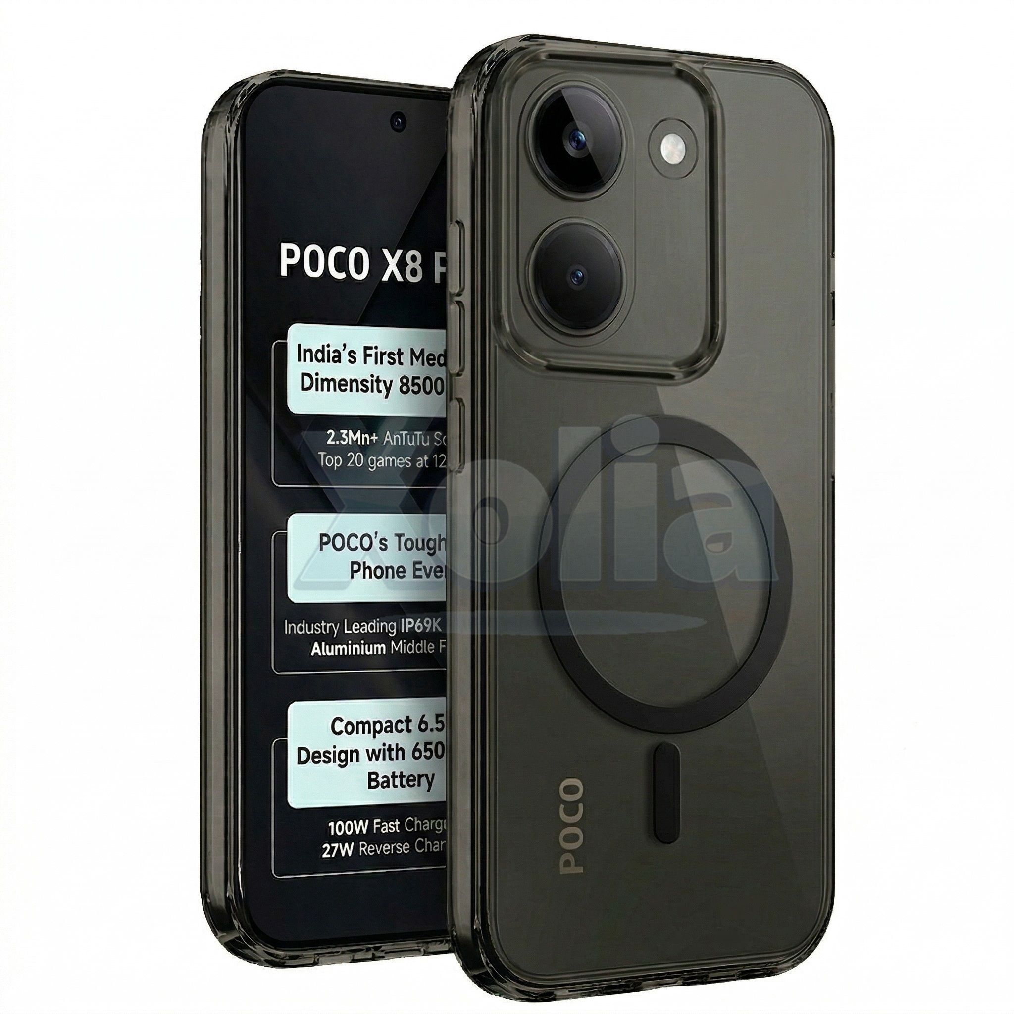 Xolia Anti Yellow Back Cover for Poco X8 Pro 5G (Black, Anti-Yellow, Polycarbonate, Pack of: 1)