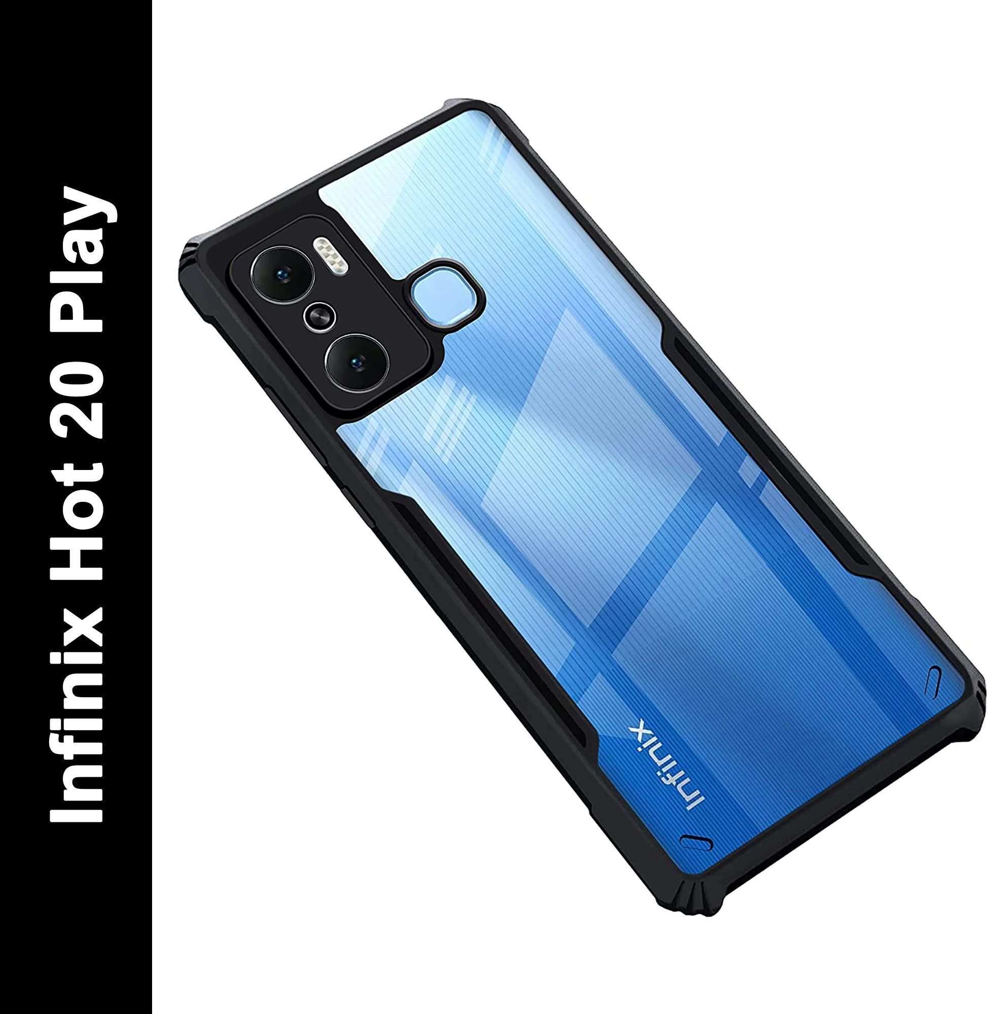 Micvir Back Cover for Infinix Hot 20 Play (Transparent, Black, Shock Proof, Polycarbonate, Pack of: 1)