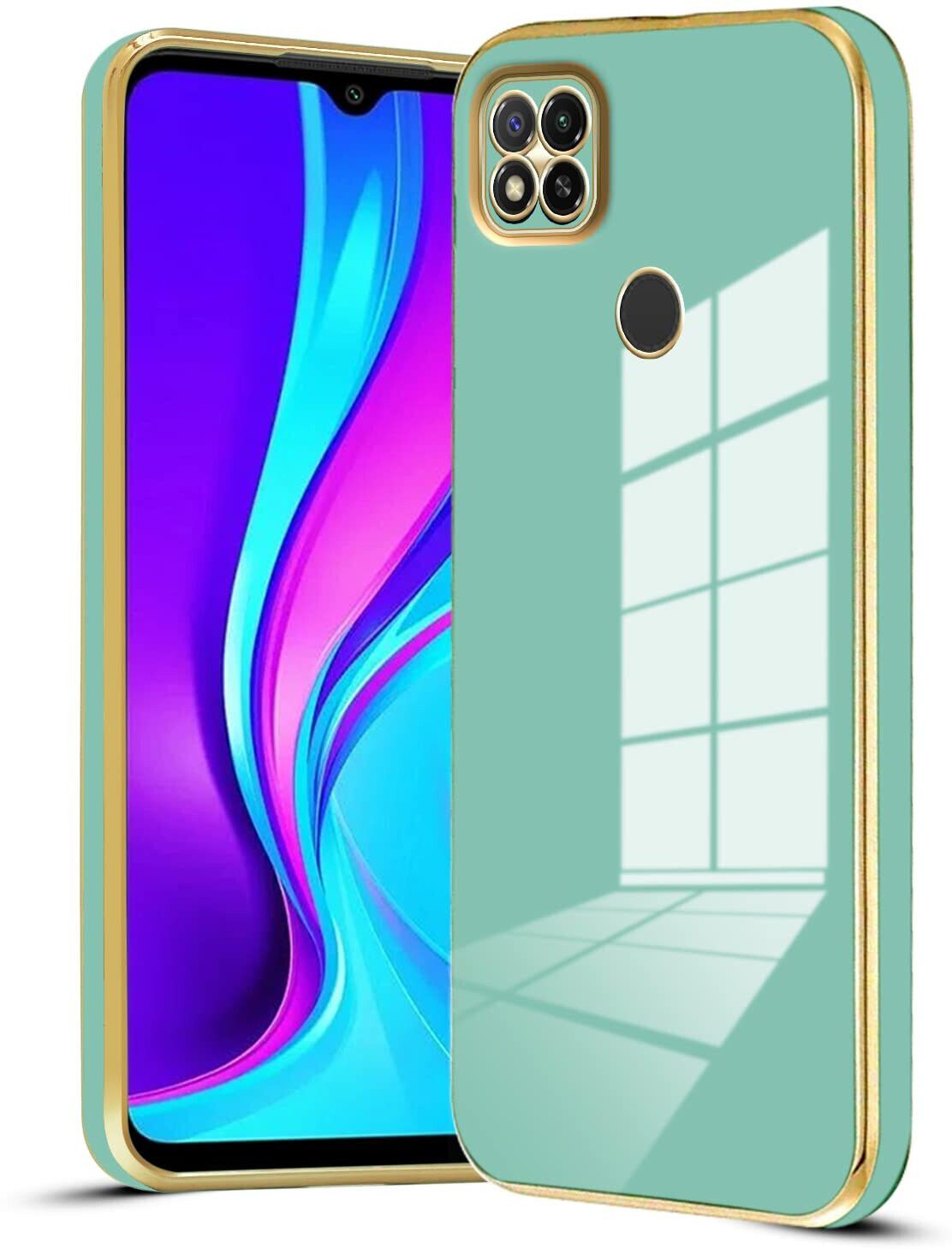 Micvir Back Cover for Redmi 9 (Green, Silicon, Pack of: 1)