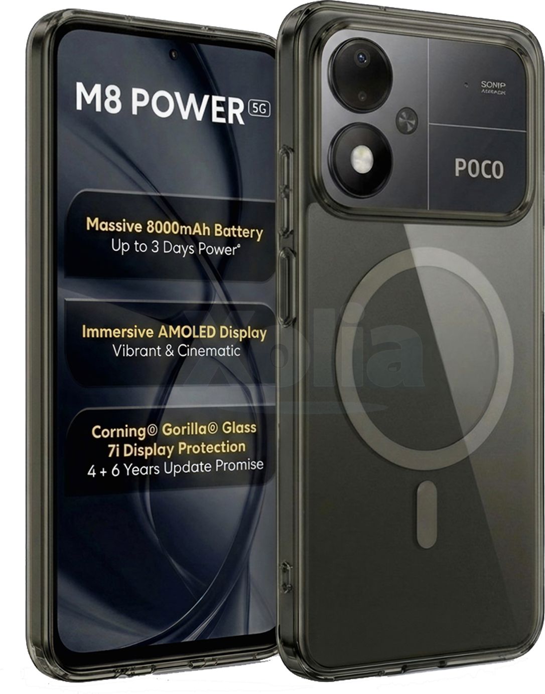 Xolia Anti Yellow Back Cover for POCO M8 Power 5G (Black, Anti-Yellow, Polycarbonate, Pack of: 1)