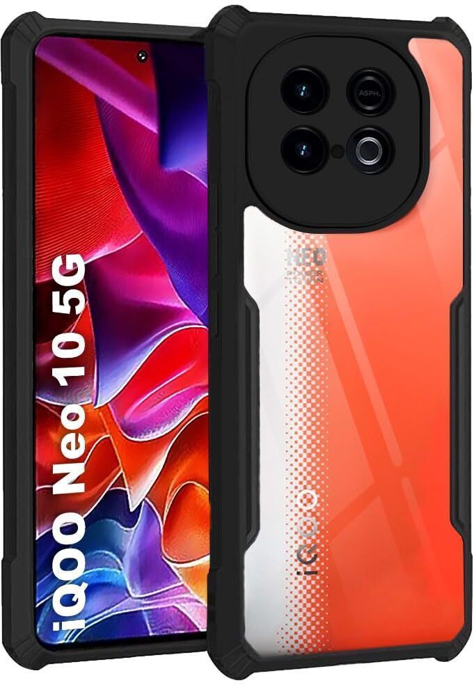 Micvir Back Cover for IQOO Neo 10 5G (Transparent, Black, Shock Proof, Polycarbonate, Pack of: 1)