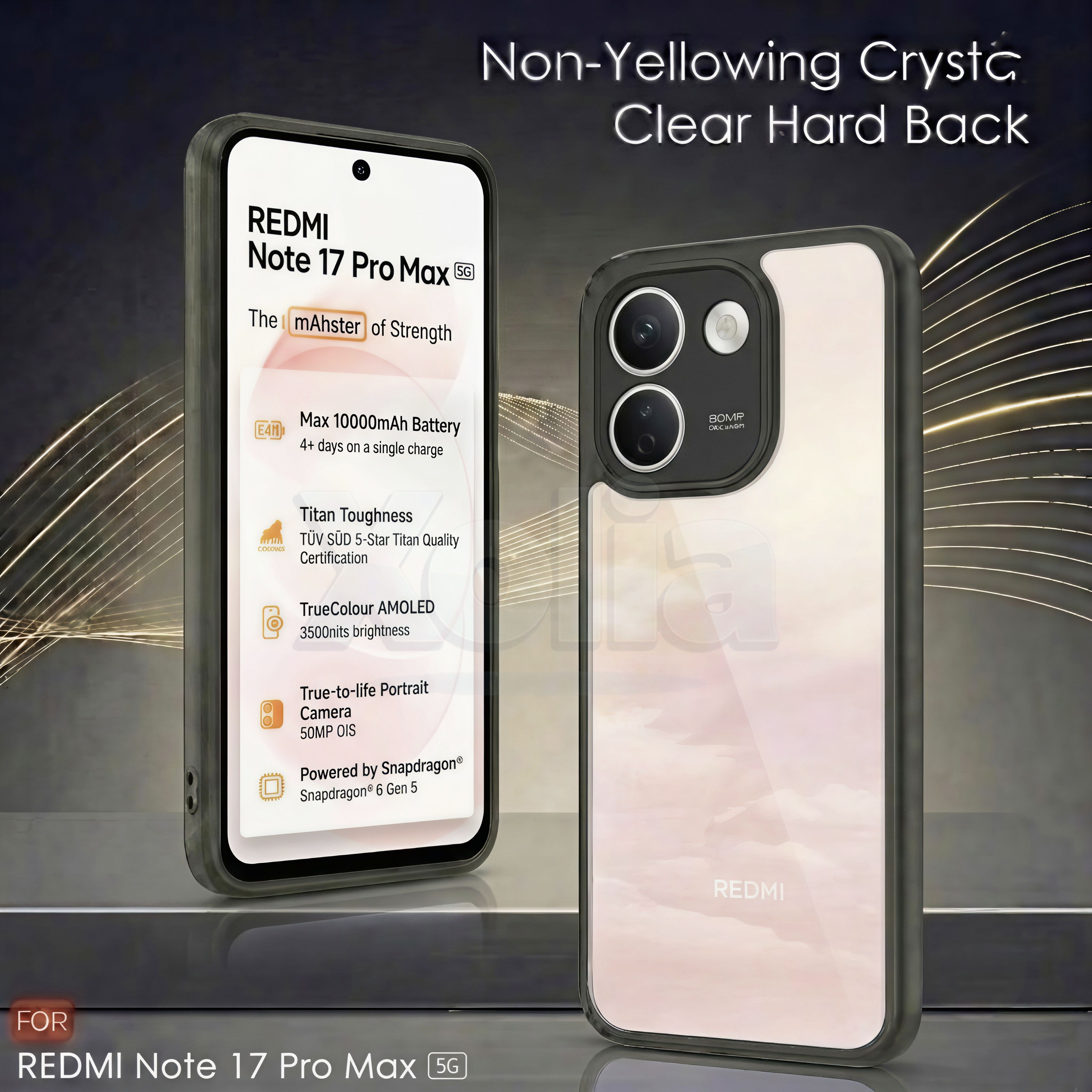 Xolia Back Cover for Redmi Note 17 Pro Max 5G (Transparent, Black, Shock Proof, Plastic, Silicon, Pack of: 1) — image 2 of 4