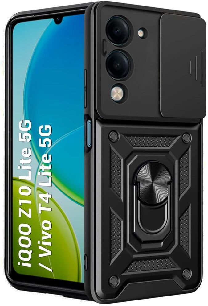 Micvir Back Cover for Vivo T4 Lite 5G (Black, Shock Proof, Polycarbonate, Silicon, Pack of: 1) — image 1 of 1