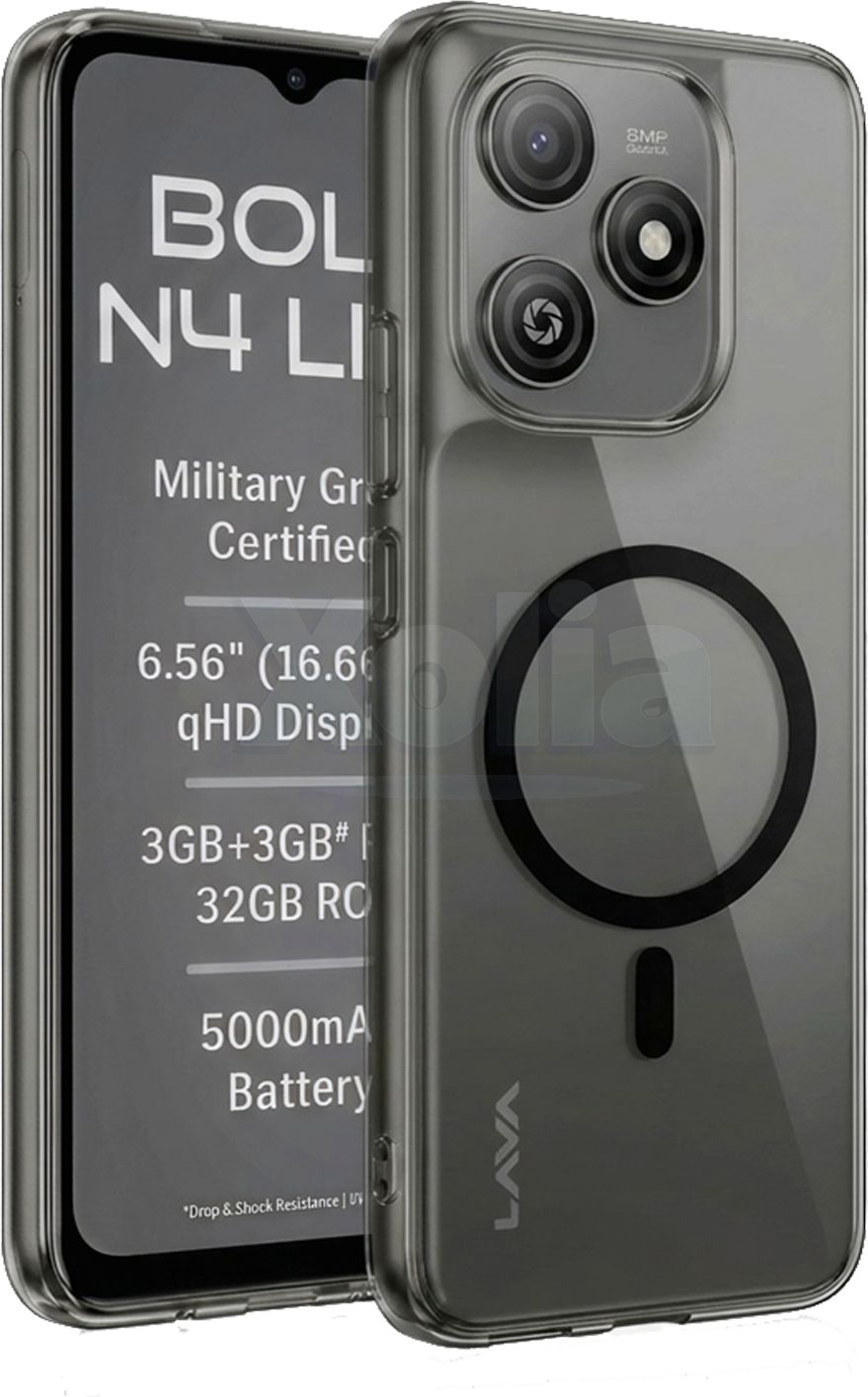 Xolia Back Cover for Lava Bold N4 Lite (Black, Shock Proof, Polycarbonate, Pack of: 1)