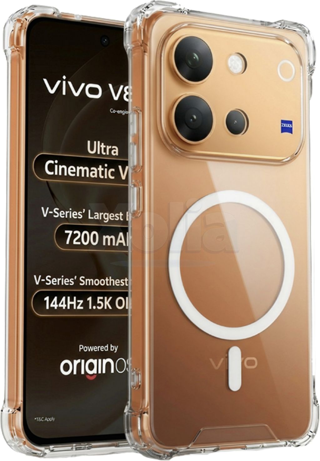 Xolia Back Cover for Vivo V80 5G (Transparent, Shock Proof, Polycarbonate, Silicon, Pack of: 1)