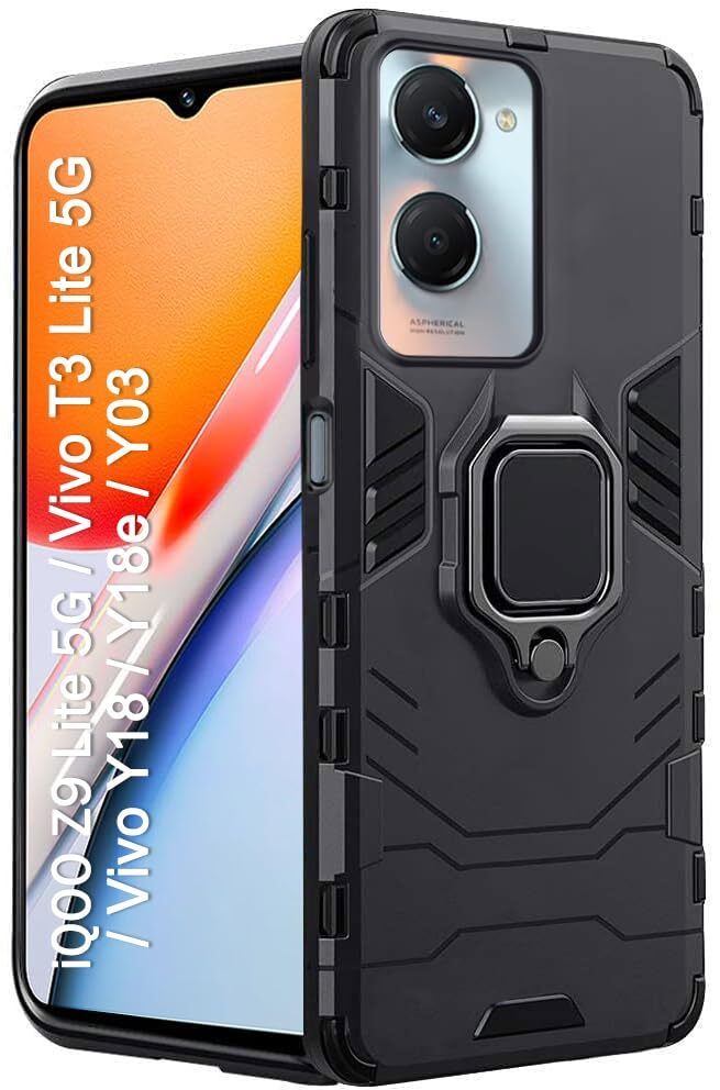 Micvir Back Cover for iQOO Z9 Lite 5G (Transparent, Black, Shock Proof, Pack of: 1)
