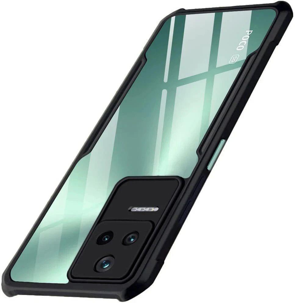 Micvir Back Cover for Poco F4 5G (Transparent, Black, Shock Proof, Polycarbonate)