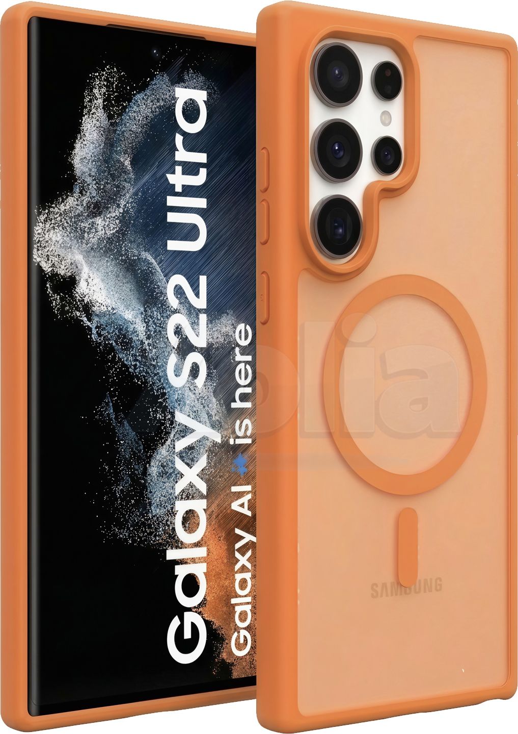 Xolia Back Cover for Samsung Galaxy S22 Ultra (Orange, Shock Proof, Plastic, Silicon, Pack of: 1)