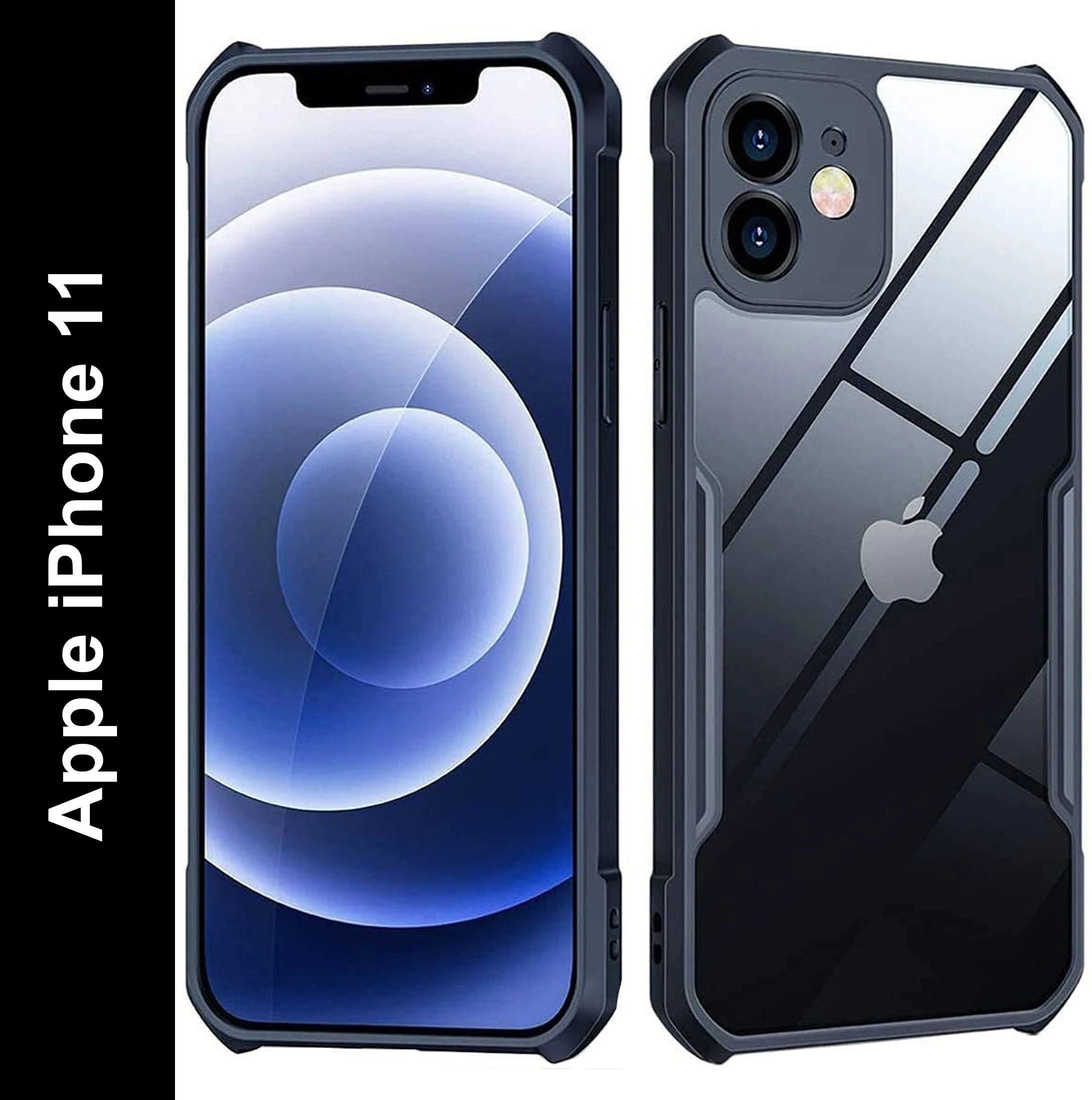 Micvir Back Cover for Apple iPhone 11 (Transparent, Black, Shock Proof, Polycarbonate, Pack of: 1)
