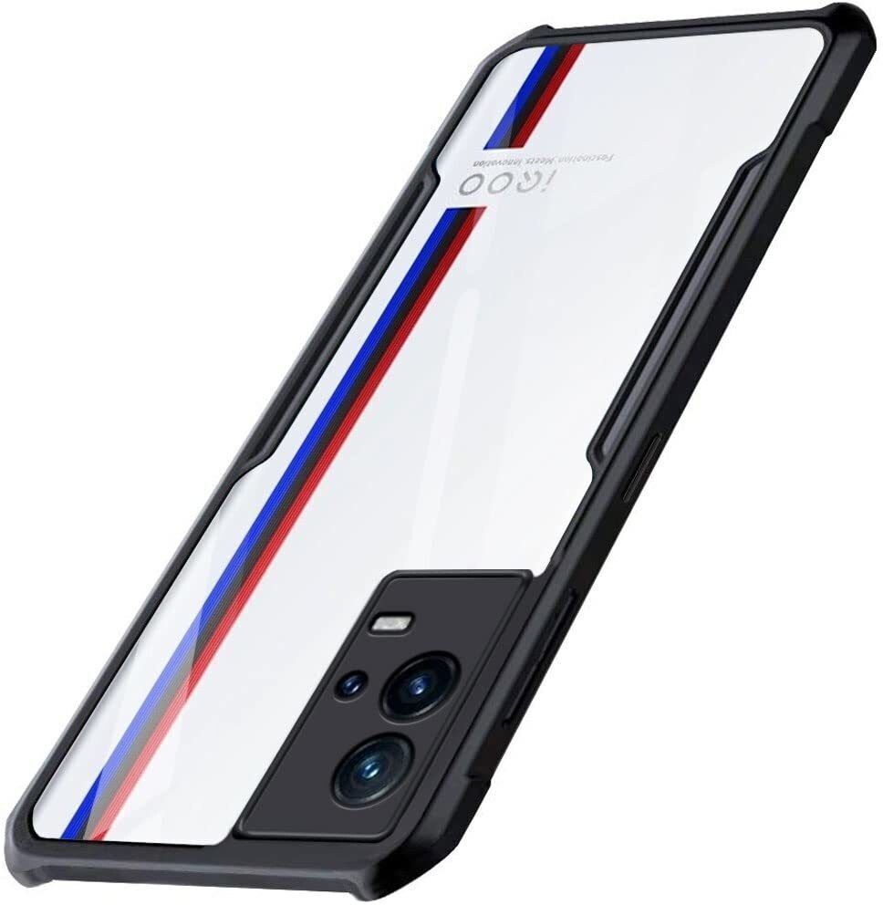 Micvir Back Cover for iQOO 9 5G (Transparent, Black, Shock Proof, Polycarbonate, Pack of: 1)