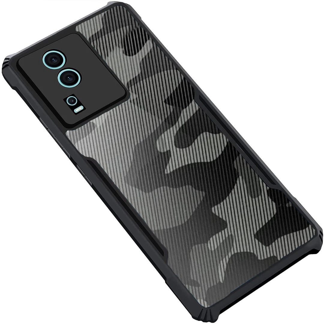 Micvir Back Cover for IQOO Neo 7, IQOO Neo 7 Pro (Transparent, Black, Camera Bump Protector, Pack of: 1)