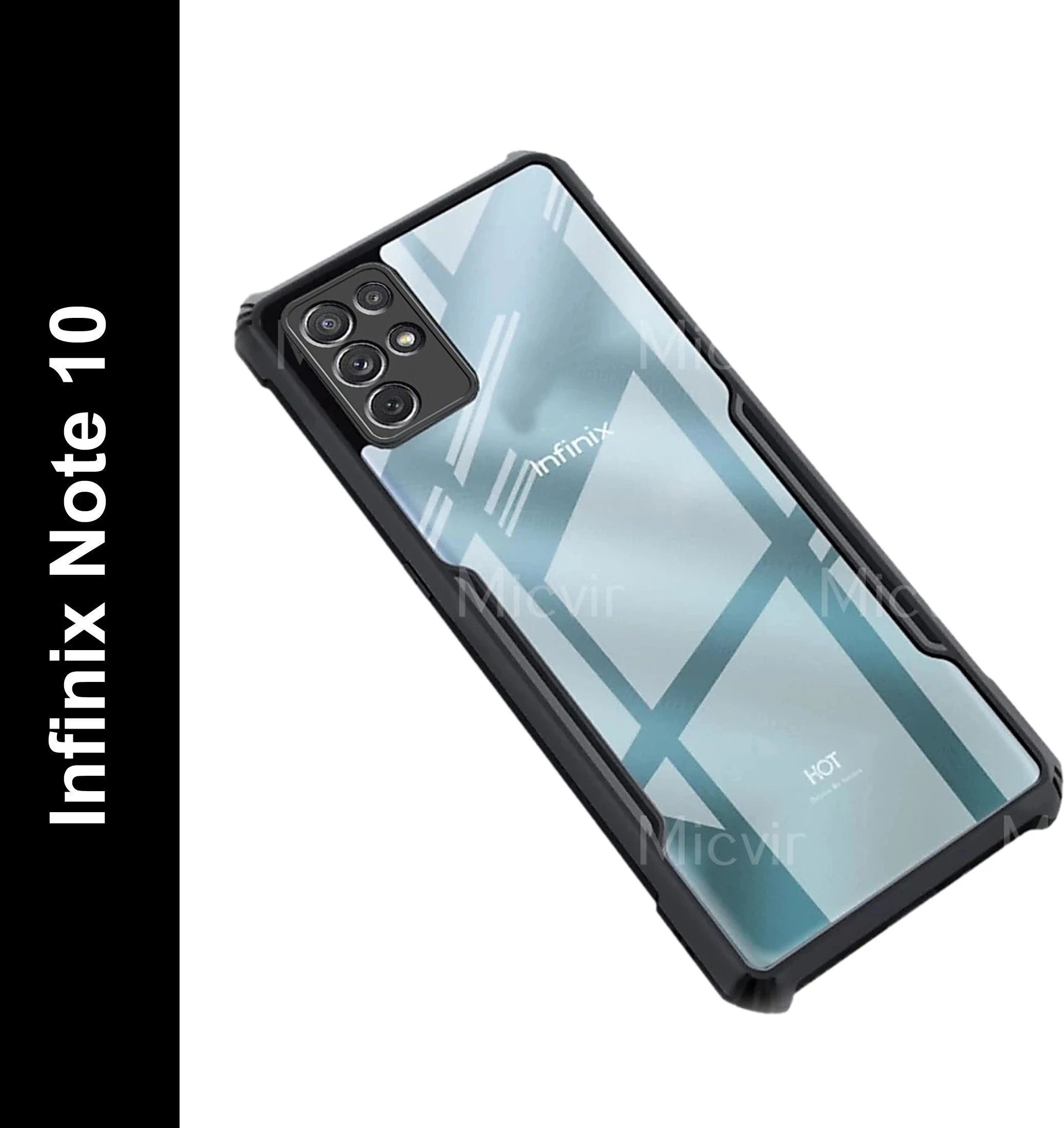 Micvir Back Cover for Infinix Note 10 (Transparent, Black, Shock Proof, Polycarbonate, Pack of: 1)