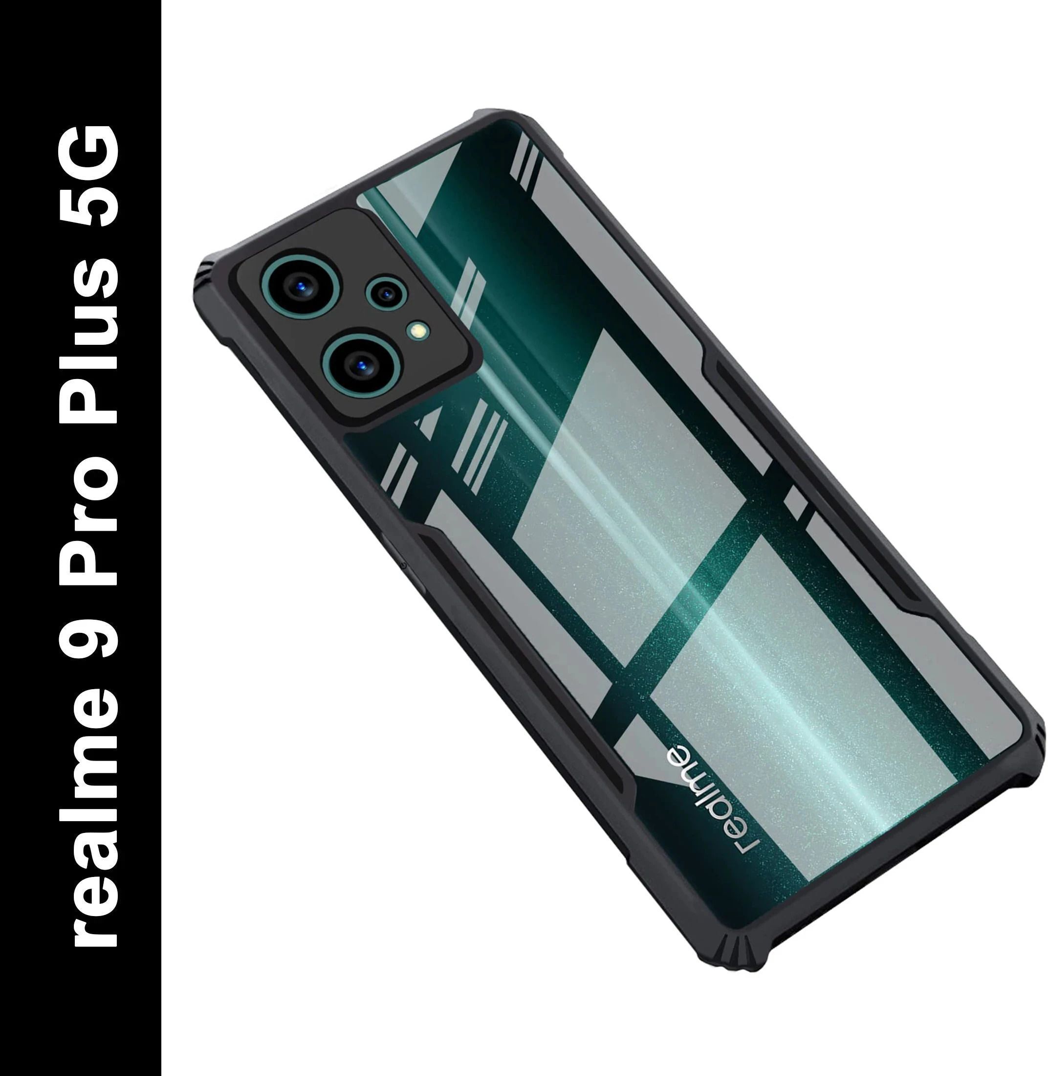 Micvir Back Cover for realme 9 Pro Plus 5G (Transparent, Black, Shock Proof, Polycarbonate, Pack of: 1)