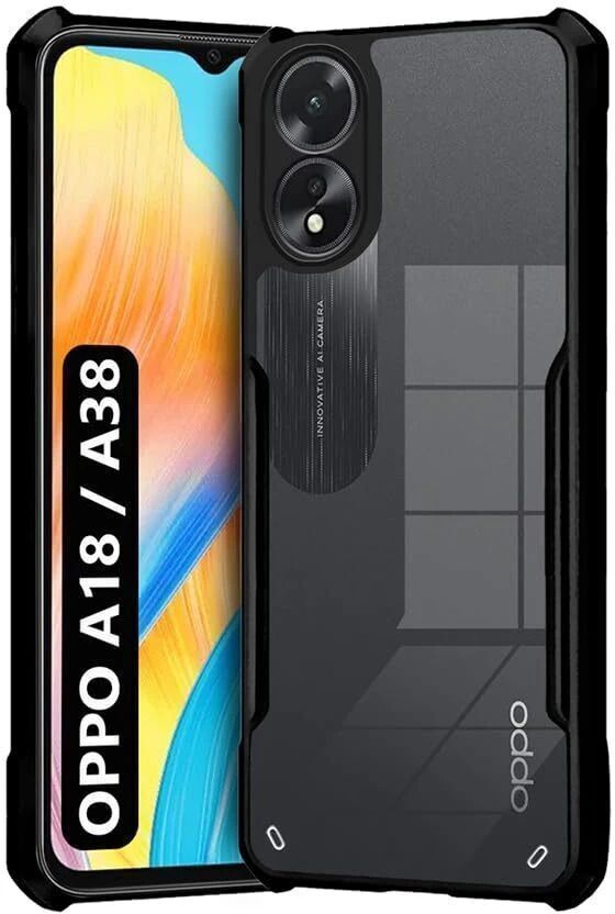 Micvir Back Cover for OPPO A18 (Transparent, Black, Shock Proof, Polycarbonate, Pack of: 1)