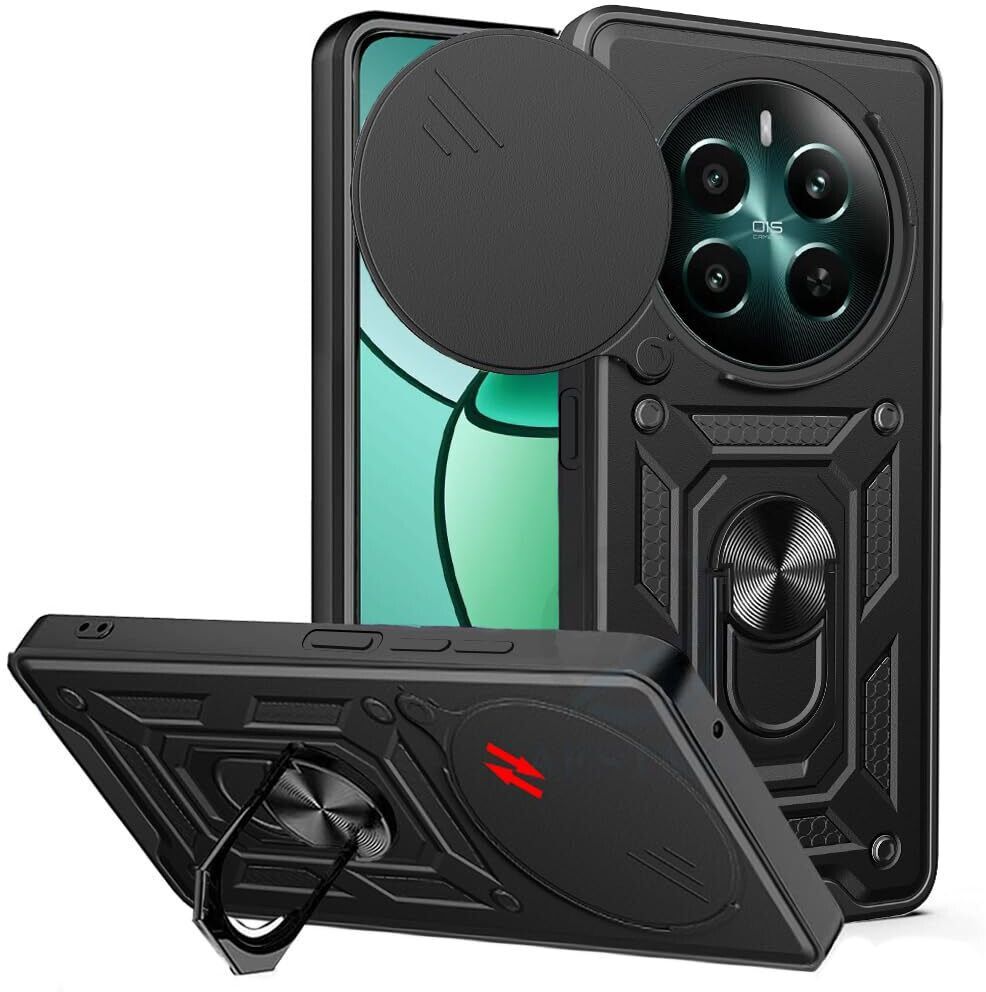 Micvir Back Cover for Realme 12 Plus 5G (Black, Shock Proof, Pack of: 1)