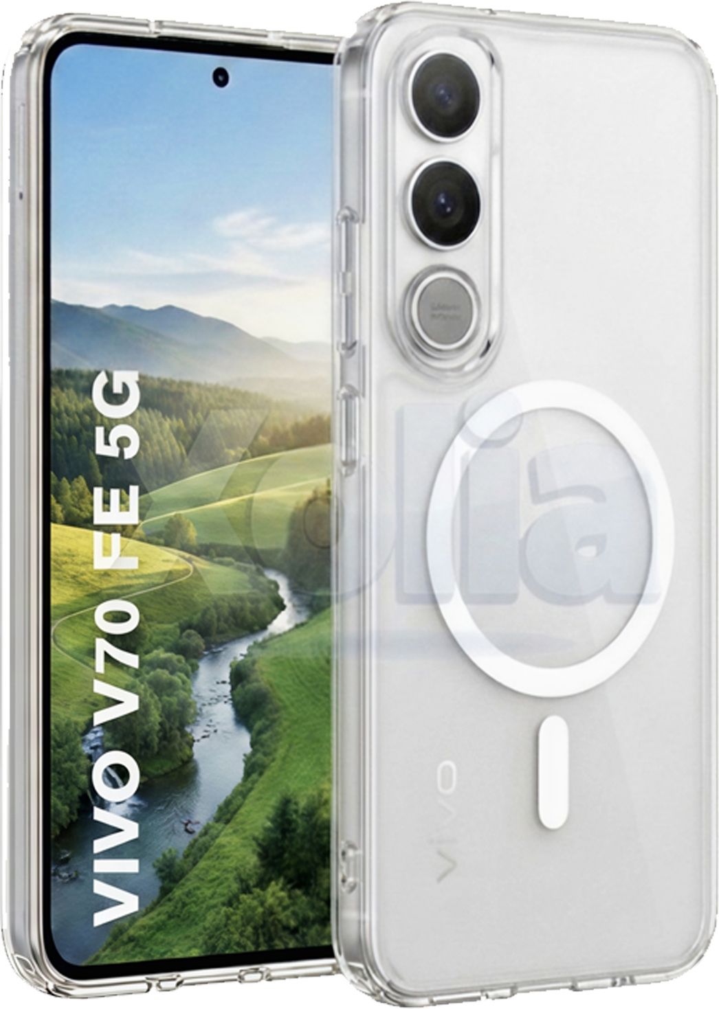 Xolia Back Cover for Vivo V70 FE 5G (White, Shock Proof, Polycarbonate, Silicon, Pack of: 1)