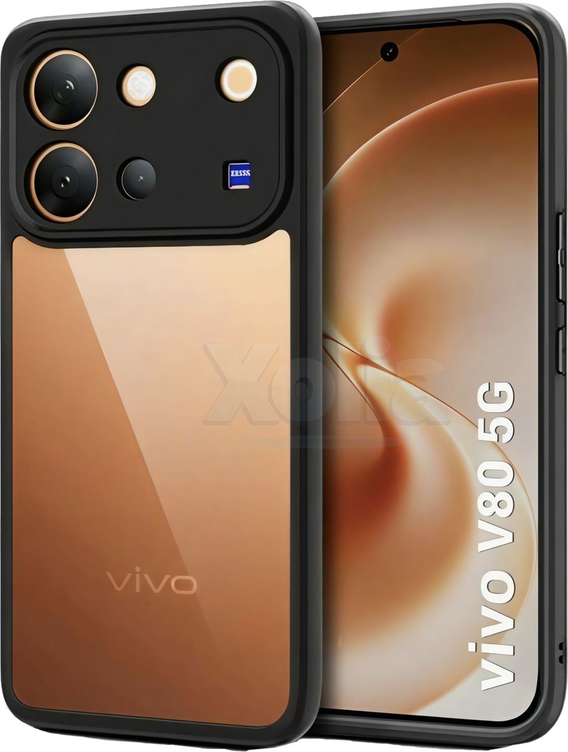 Xolia Back Cover for Vivo V80 5G (Transparent, Black, Shock Proof, Plastic, Silicon, Pack of: 1)