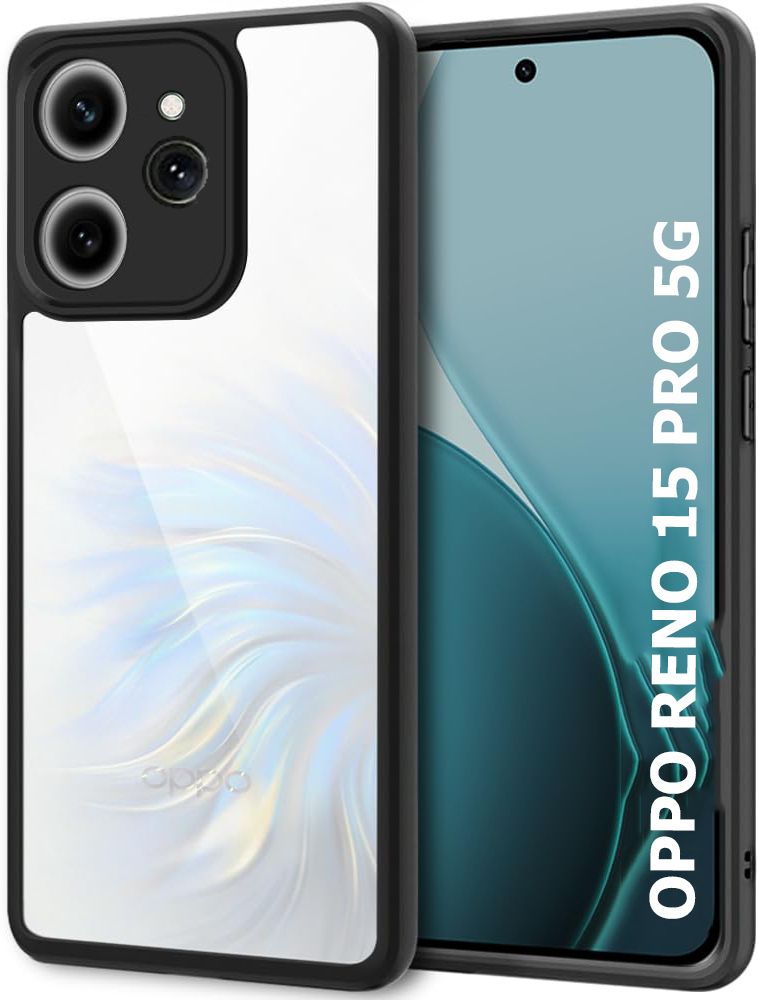 Xolia Back Cover for Oppo Reno 15 Pro 5G (Transparent, Black, Shock Proof, Plastic, Silicon, Pack of: 1) — image 1 of 1