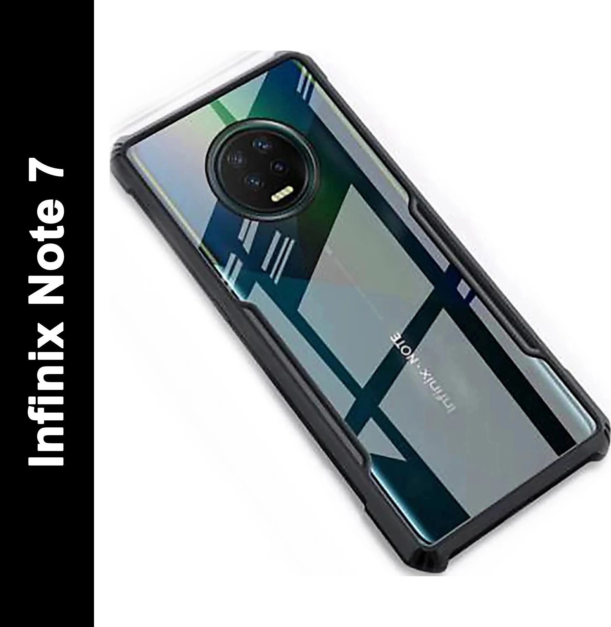 Micvir Back Cover for Infinix Note 7 (Transparent, Black, Shock Proof, Polycarbonate, Pack of: 1)