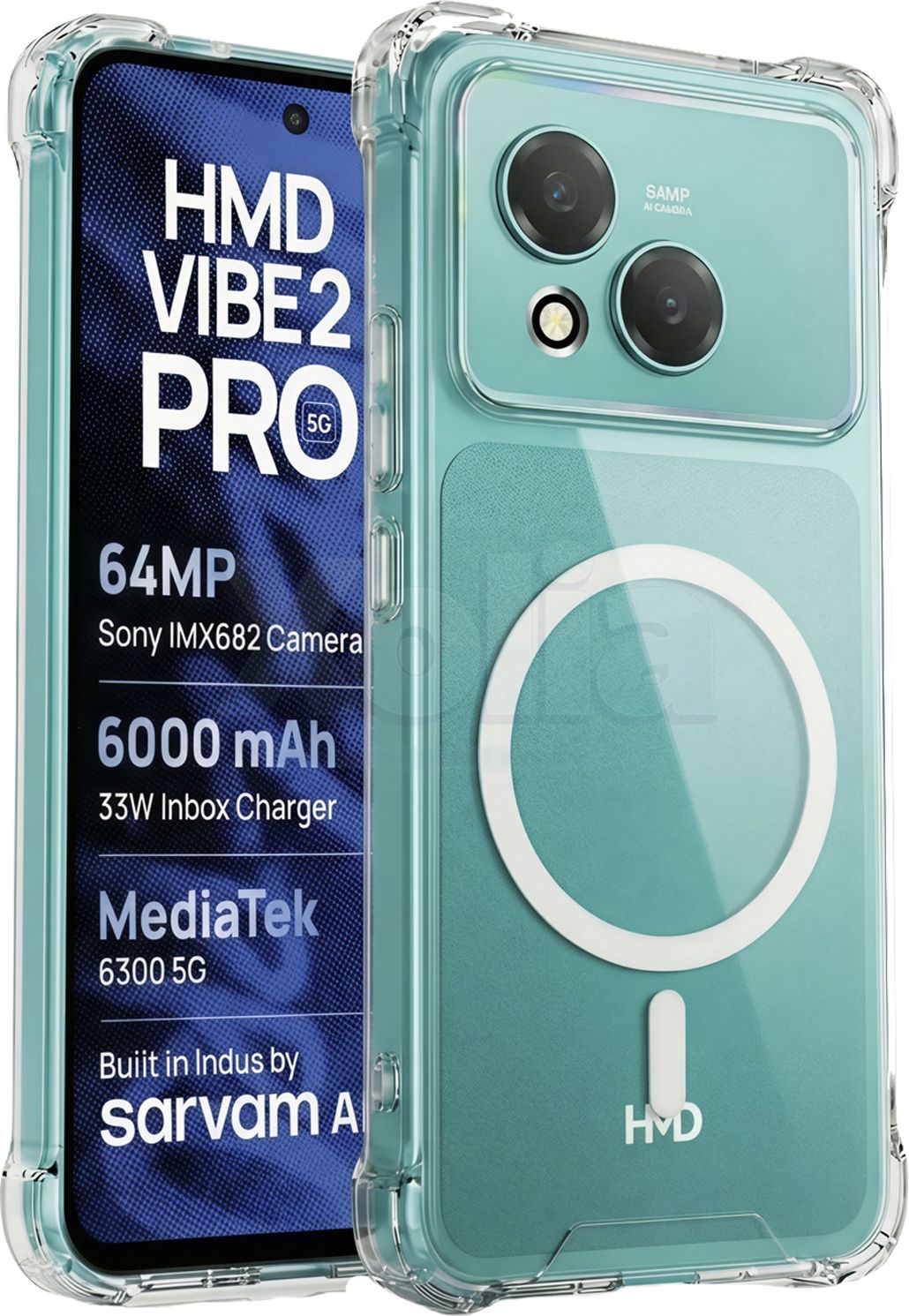 Xolia Back Cover for HMD Vibe2 Pro 5G (Transparent, Shock Proof, Polycarbonate, Silicon, Pack of: 1)
