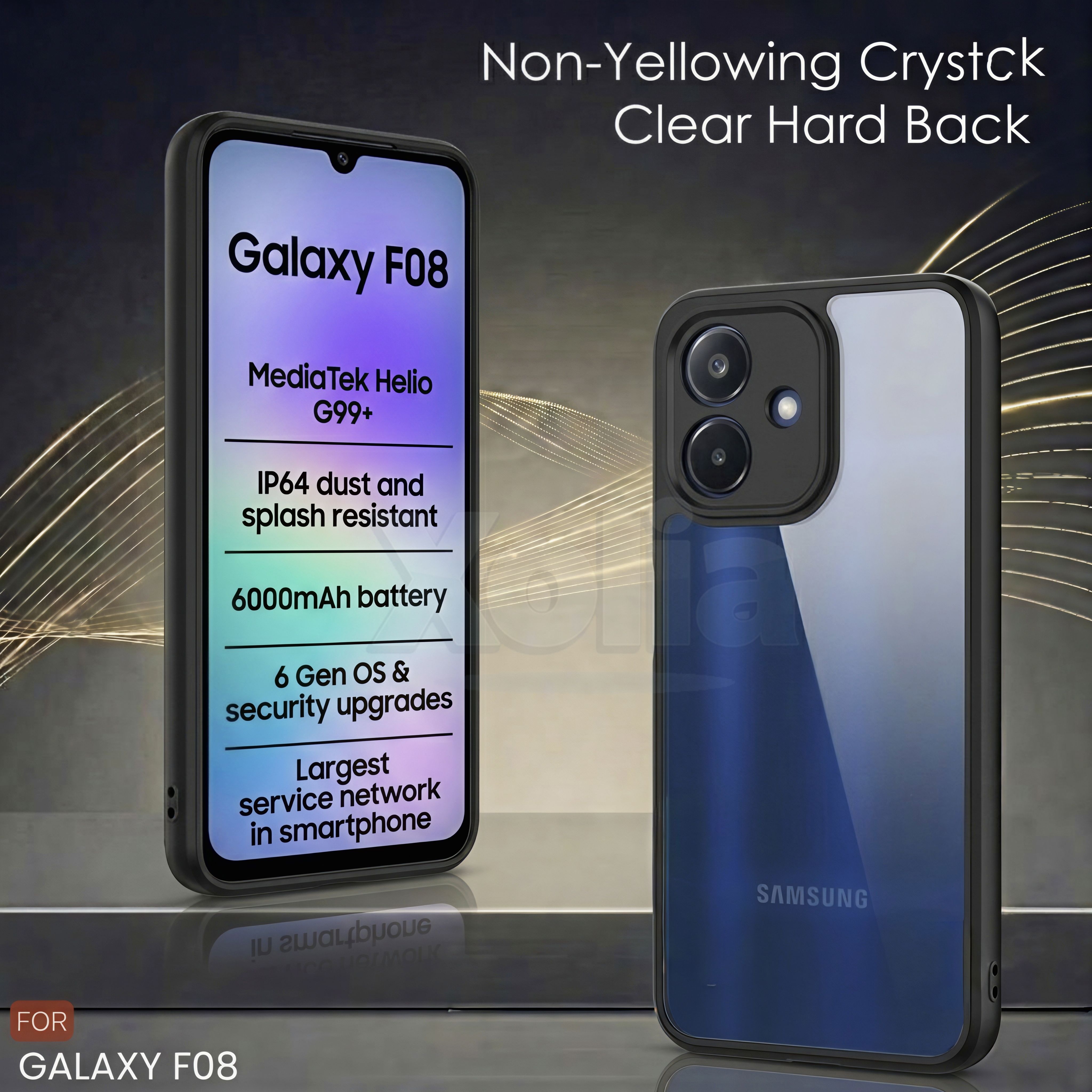Xolia Back Cover for SAMSUNG Galaxy F08 5G (Transparent, Black, Shock Proof, Plastic, Silicon, Pack of: 1) — image 2 of 4