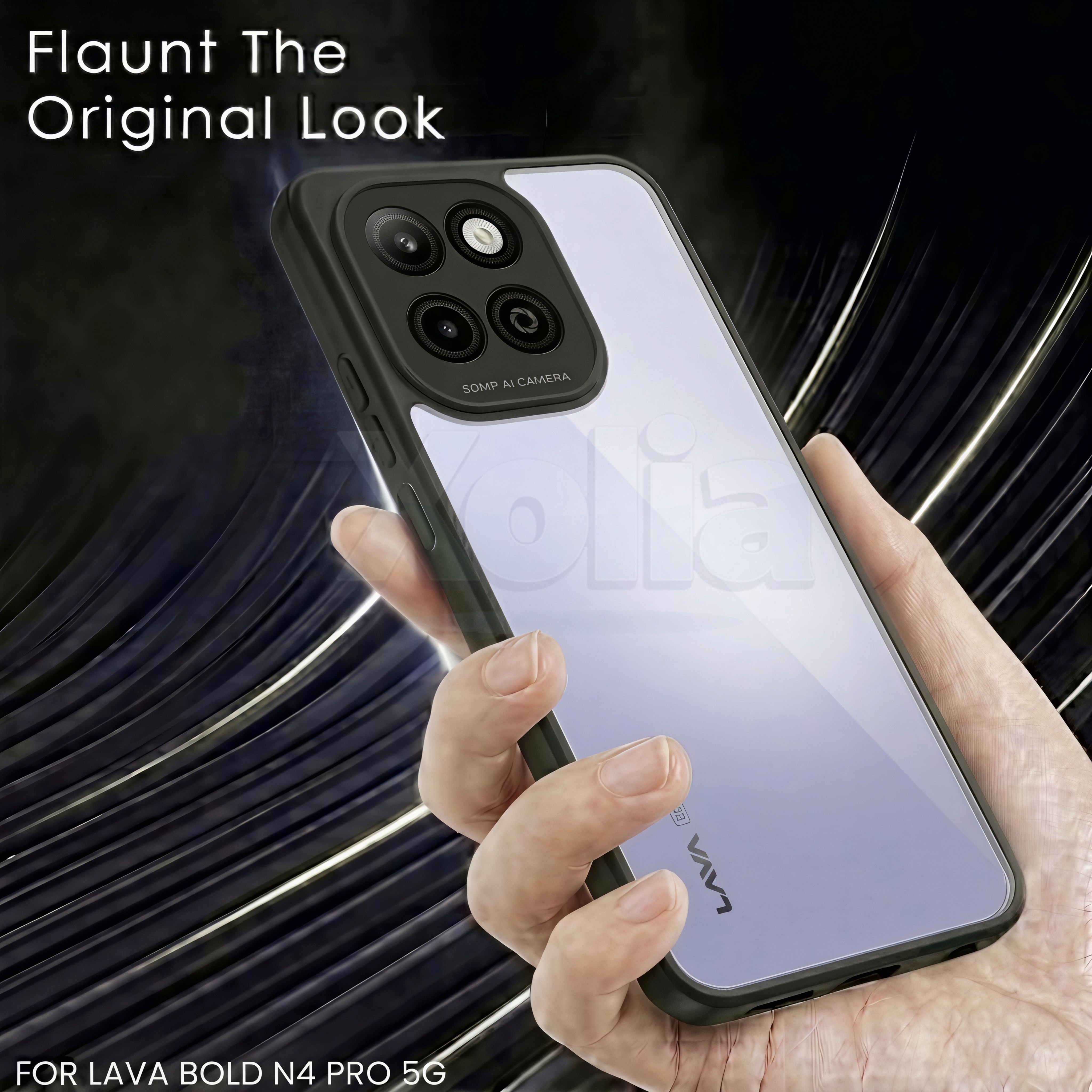 Xolia Back Cover for Lava Bold N4 Pro 5G (Transparent, Black, Shock Proof, Plastic, Silicon, Pack of: 1) — image 4 of 4