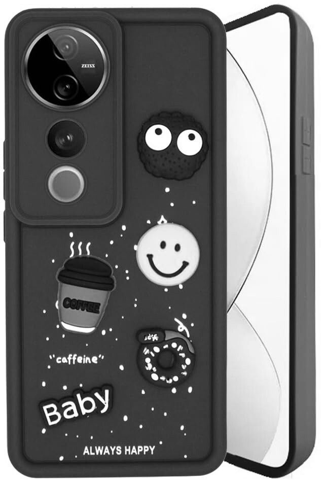 Micvir Back Cover for vivo V40 Pro 5G (Black, Silicon, Pack of: 1)