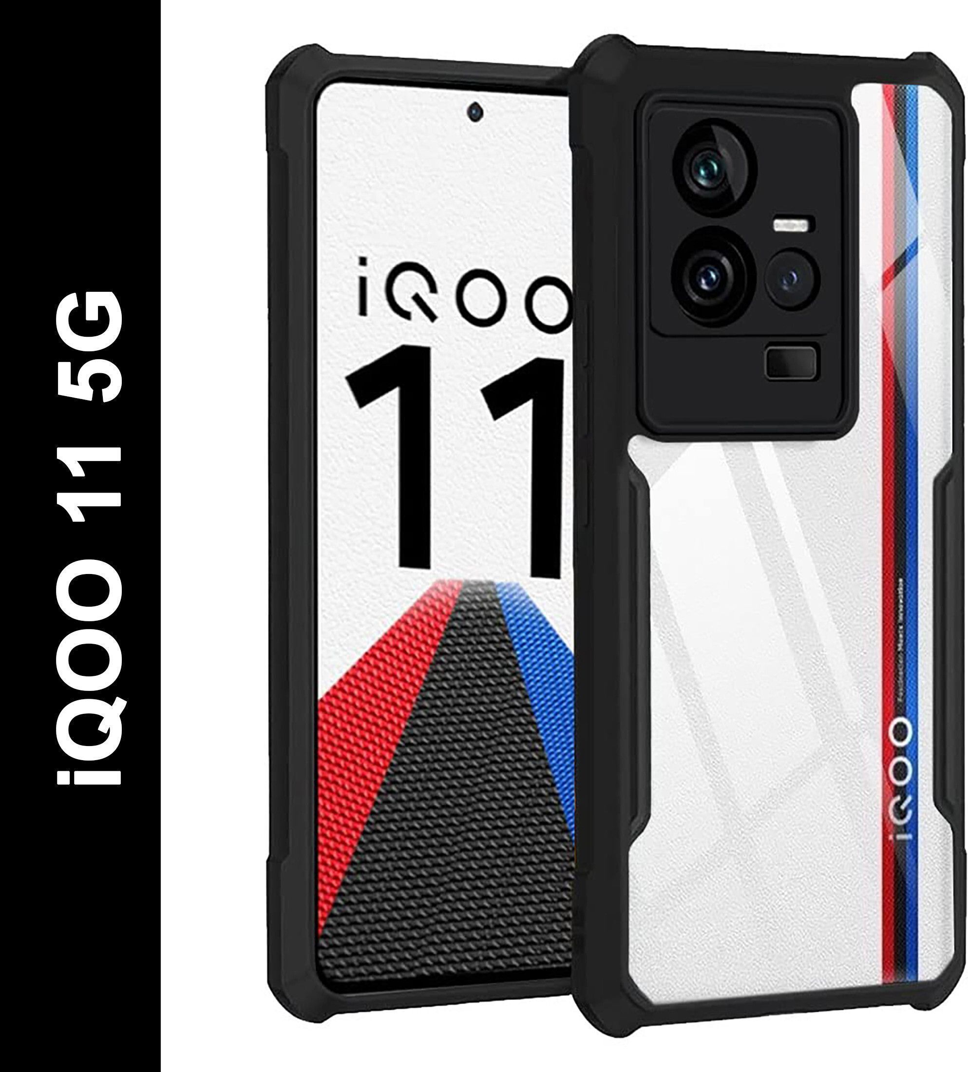 Micvir Back Cover for iQOO 11 5G (Transparent, Black, Shock Proof, Polycarbonate, Pack of: 1)
