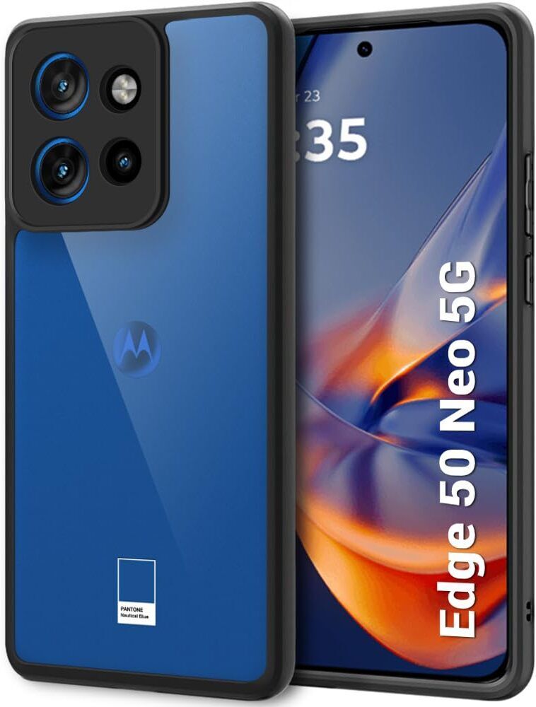 Micvir Back Cover for Motorola Edge 50 Neo (Transparent, Black, Shock Proof, Pack of: 1)