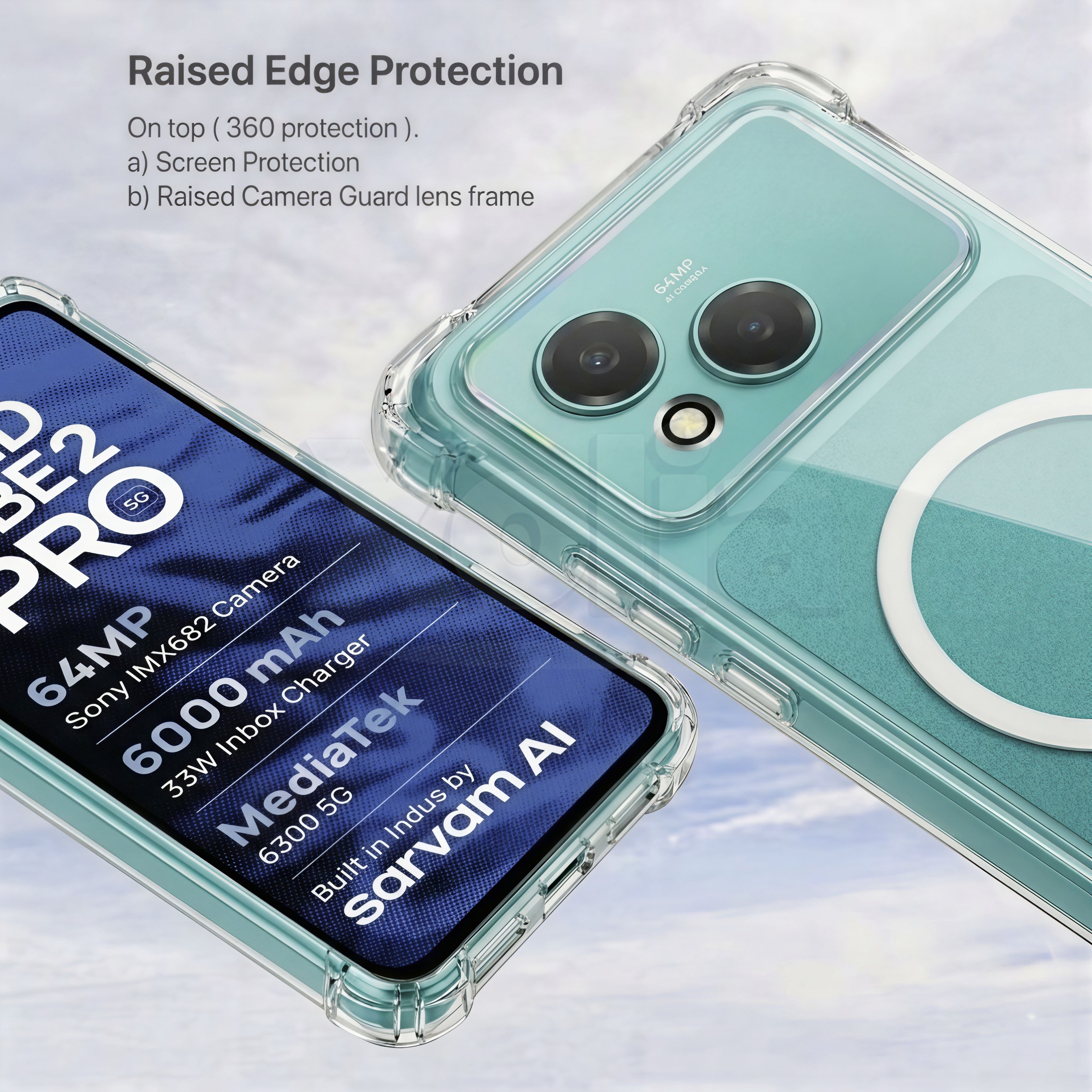 Xolia Back Cover for HMD Vibe2 Pro 5G (Transparent, Shock Proof, Polycarbonate, Silicon, Pack of: 1) — image 2 of 4