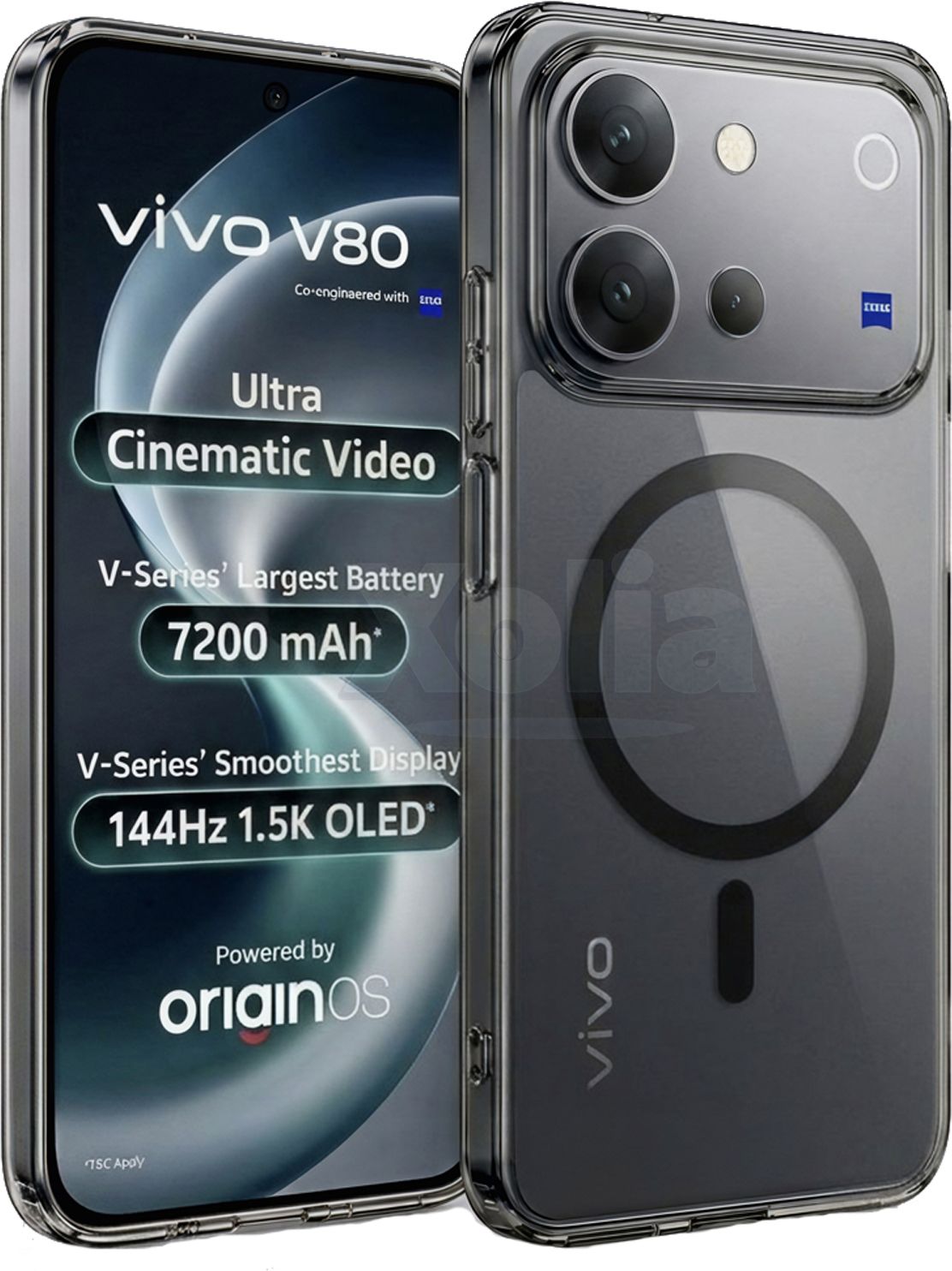 Xolia Back Cover for Vivo V80 5G (Black, Shock Proof, Polycarbonate, Pack of: 1)