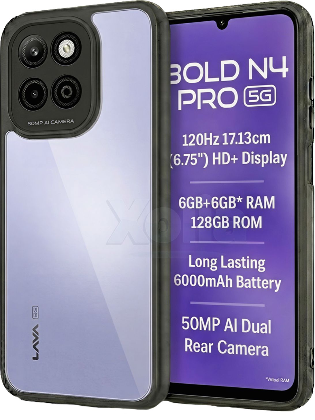Xolia Back Cover for Lava Bold N4 Pro 5G (Transparent, Black, Shock Proof, Plastic, Silicon, Pack of: 1)