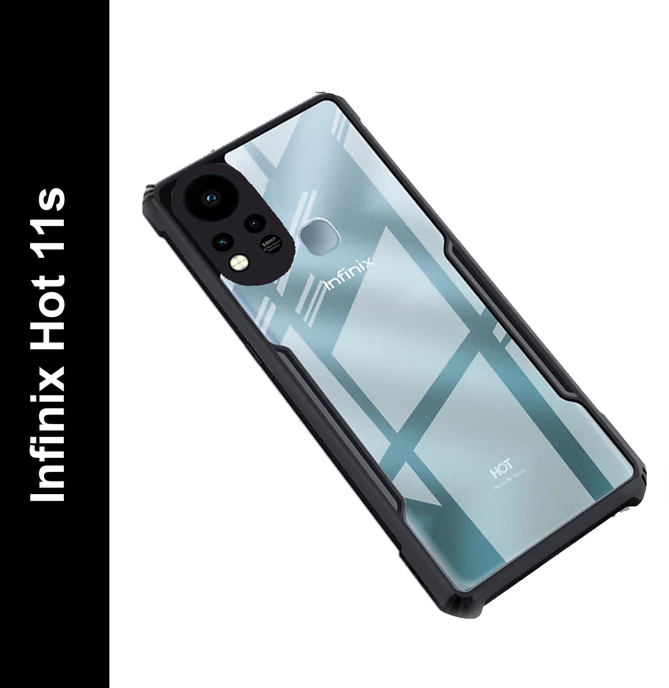 Micvir Back Cover for Infinix Hot 11s (Transparent, Black, Shock Proof, Polycarbonate, Pack of: 1)
