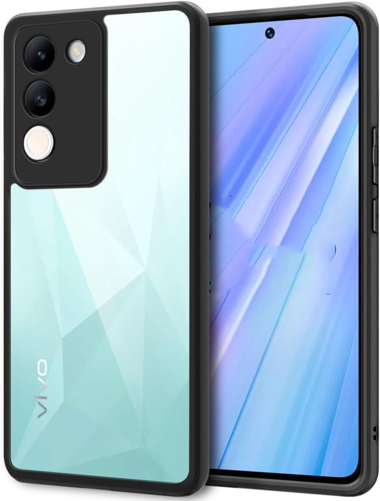 Micvir Back Cover for Vivo Y200 5G (Transparent, Black, Shock Proof, Plastic, Silicon, Pack of: 1)